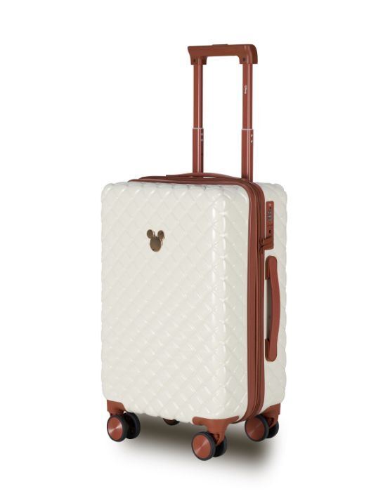 Disney Mickey Mouse 54cm Small 4-Wheel Spinner Luggage - Ivory/Tan Carry-On Suitcase for Kids Travel, School Trips & Family Vacations