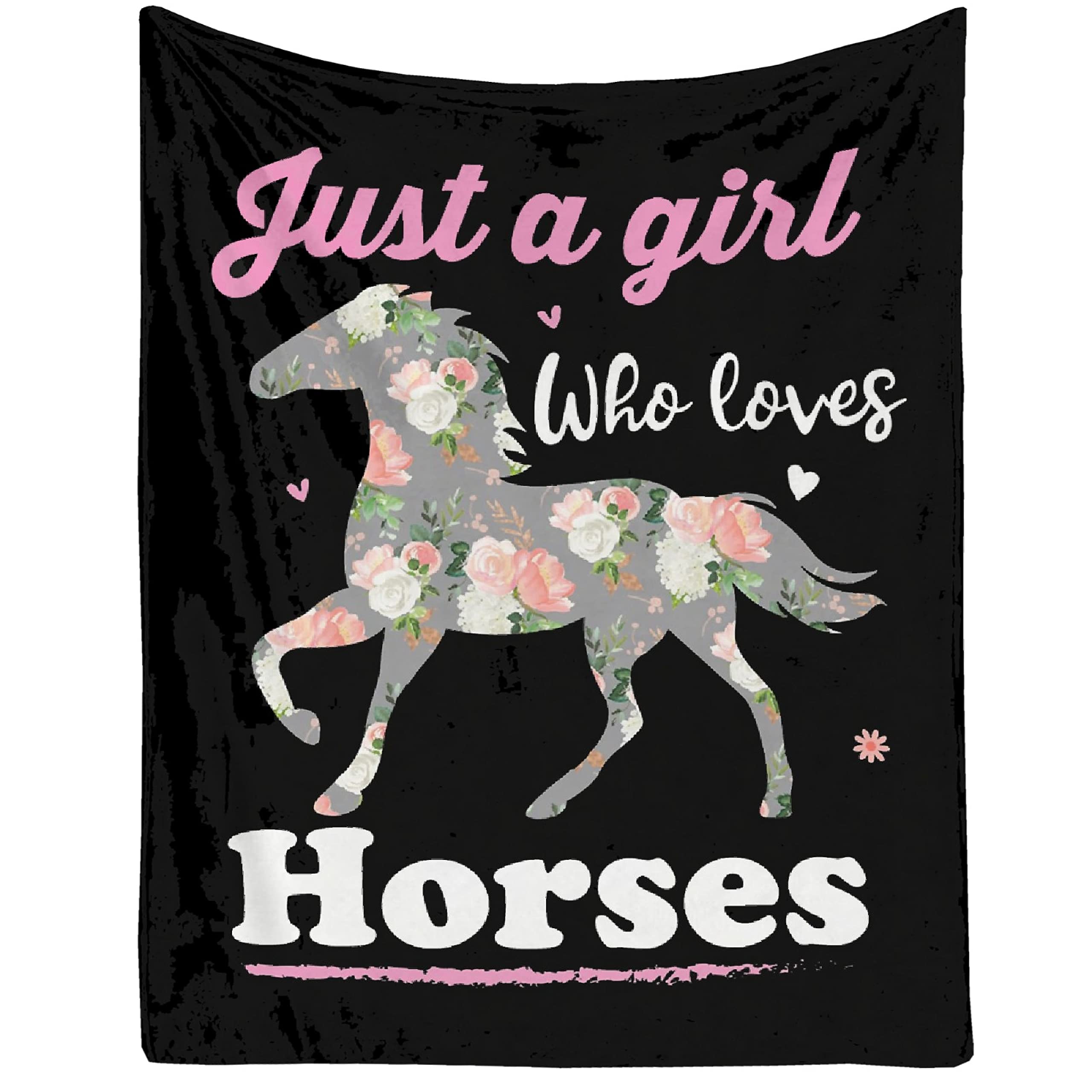 Soft Flannel Horse Blanket for Girls - Cozy Lightweight Quilt Throw Perfect for Bed, Sofa & Couch - 40x30 Inches - Ideal for Kids, Teens & Small Pets (Great for Snuggling, Lounging & Gift Giving)
