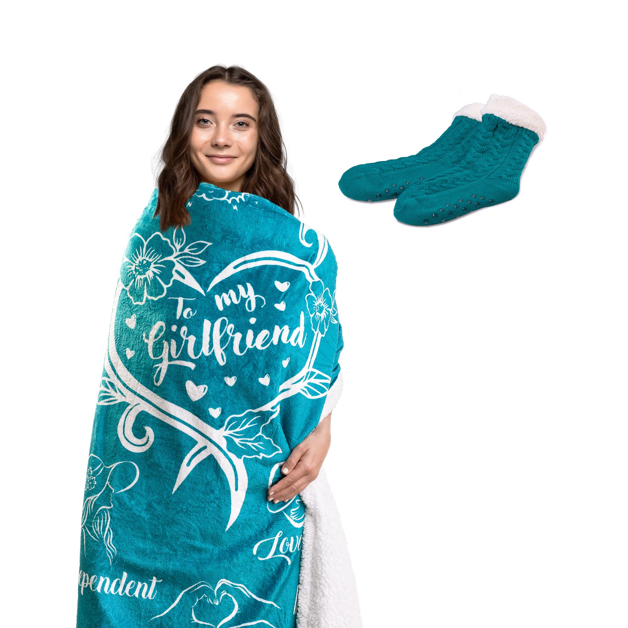 Personalized I Love You Throw Blanket and Socks Gift Set for Girlfriend - 65
