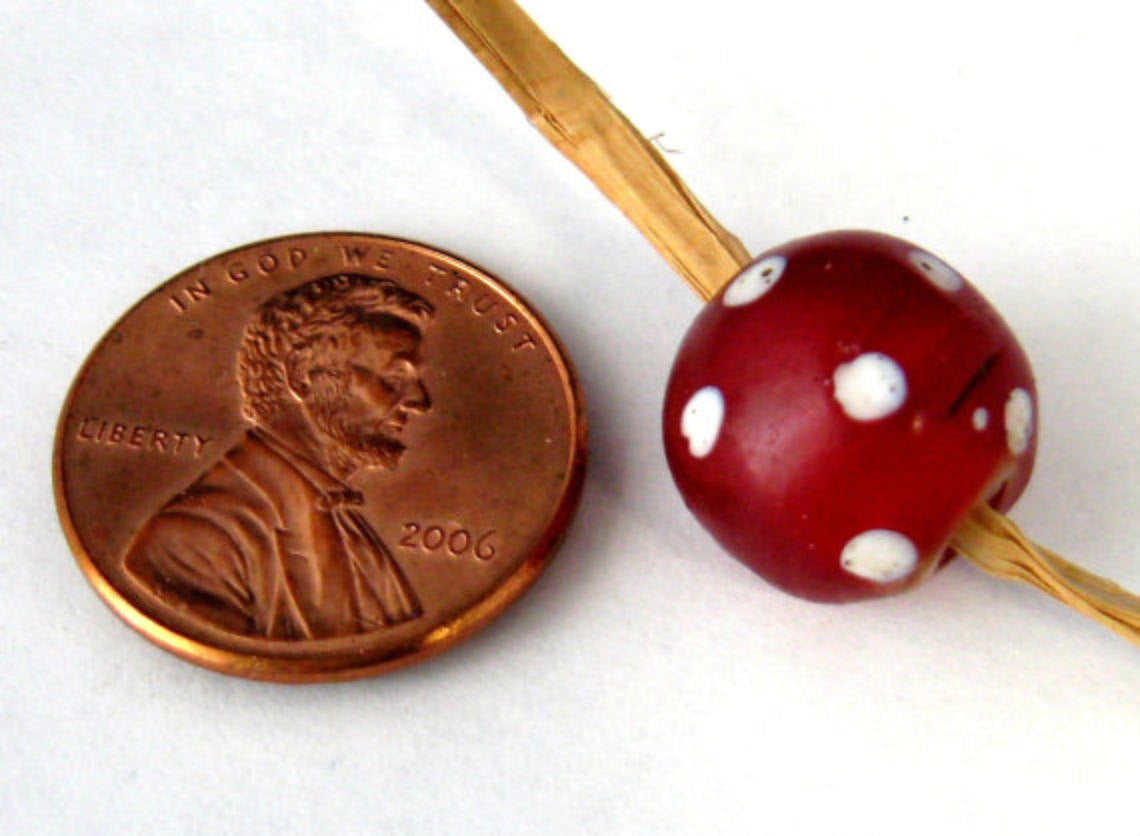 Antique Venetian Trade Beads - 1800s Cased Glass Beads with Red & White Eye Dots for Jewelry Making & Historical Reenactments