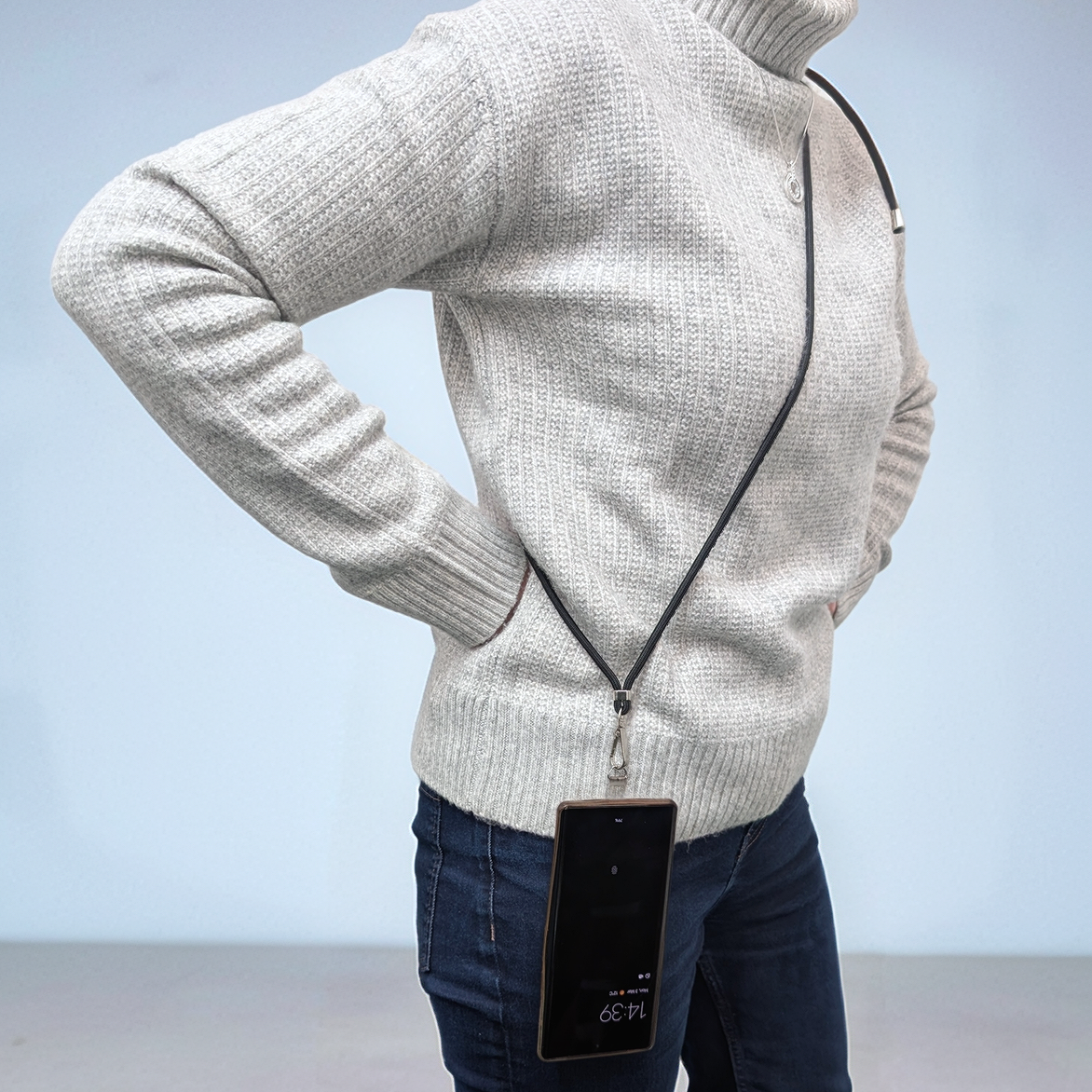 Adjustable Crossbody Phone Strap - Secure & Comfortable Phone Holder for iPhone & Android - Perfect for Travel, Shopping & Outdoor Activities (Black)