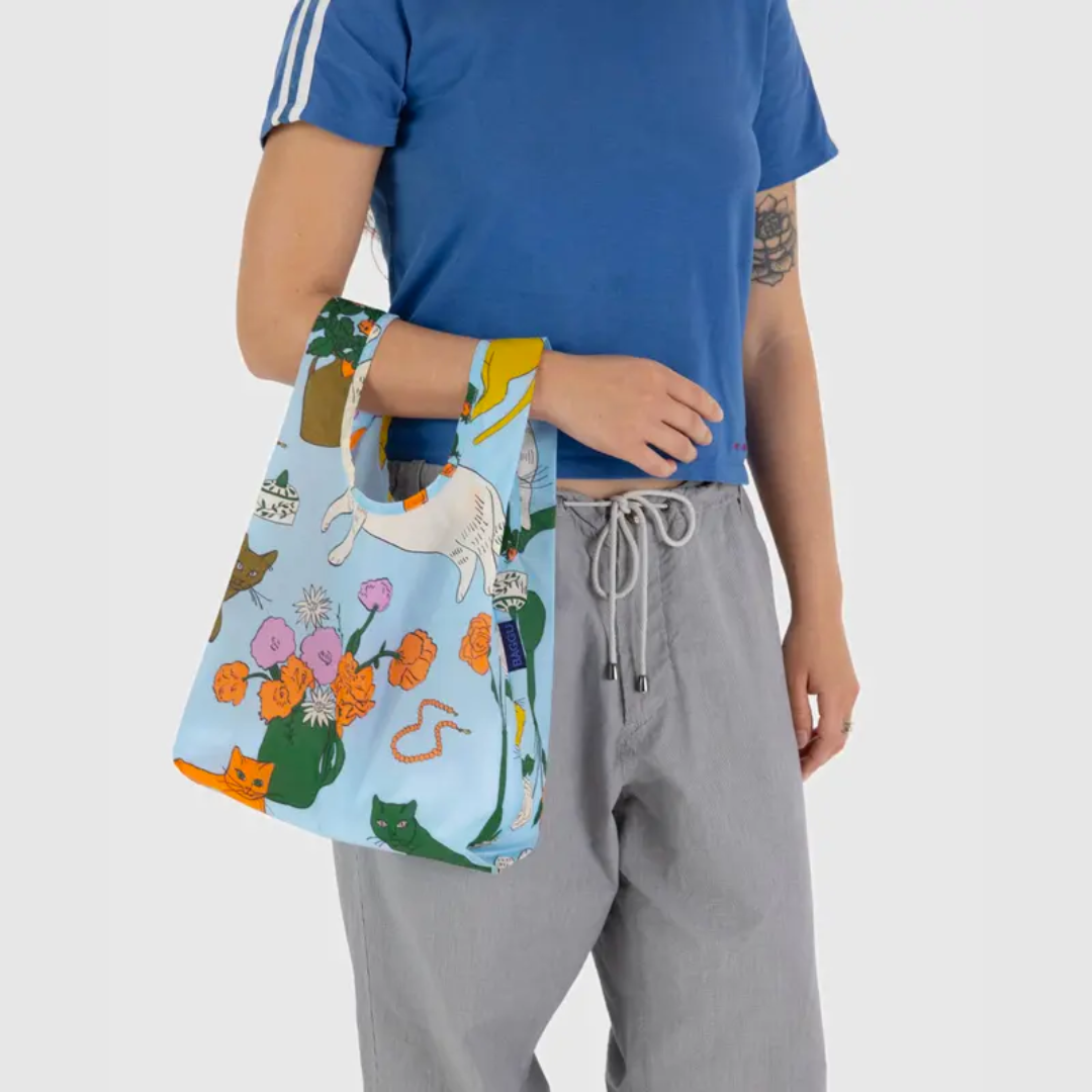 Stylish Baby Baggu Cat Print Tote Bag - Perfect for Diaper Storage, Shopping & Travel