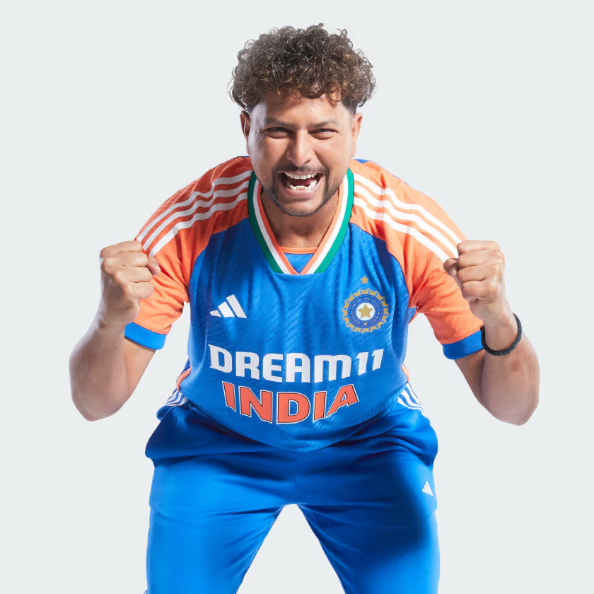 Authentic India Cricket T20 International Player Jersey - Dark Blue & True Orange - Perfect for Cricket Matches, Fan Events & Sports Enthusiasts