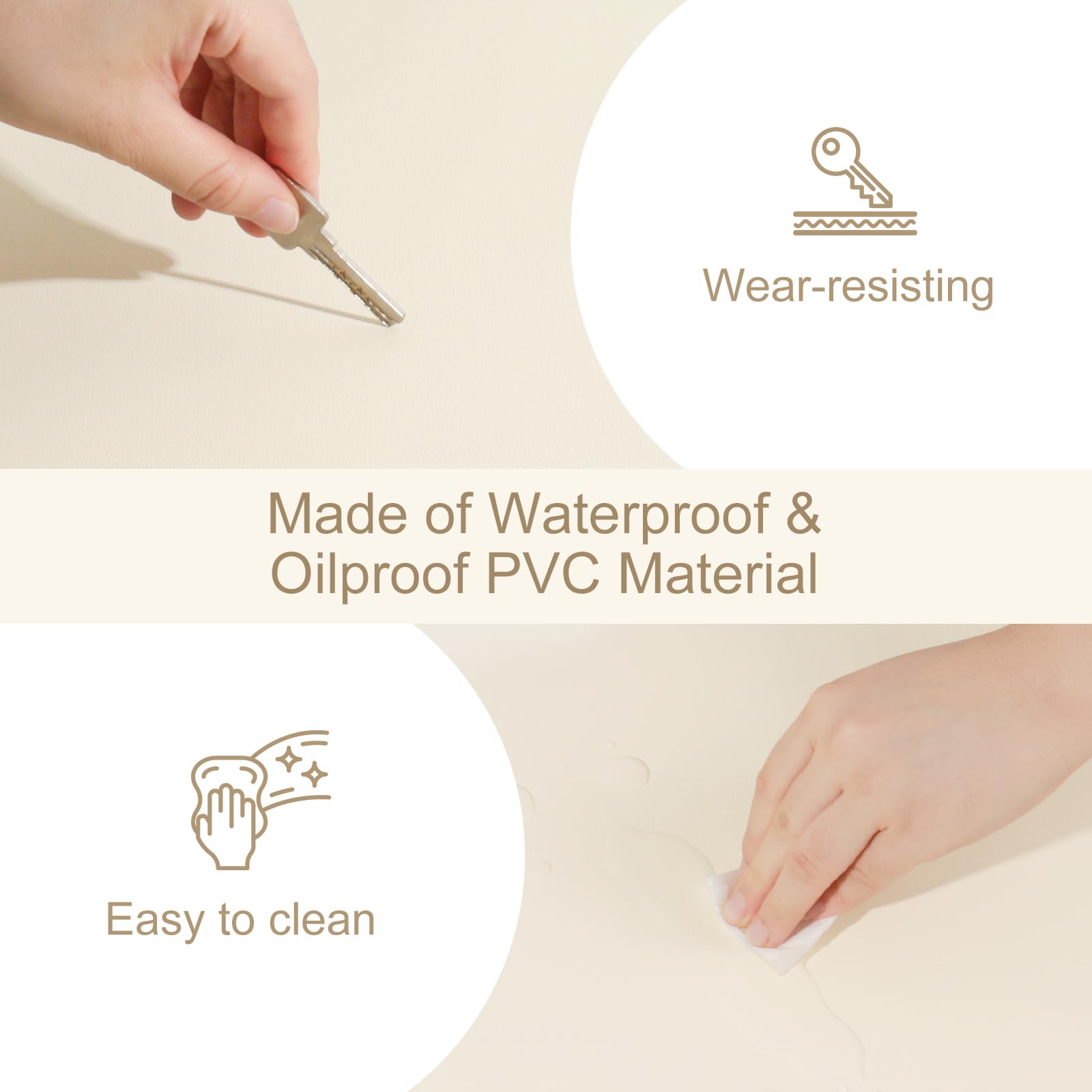 Waterproof Oilproof Makeup Vanity Mat - Dual-Sided Non-Slip Vanity Protector for Makeup Table (23.6x11.8in, Beige) | Perfect for Home Vanity Decor & Beauty Routine Organization