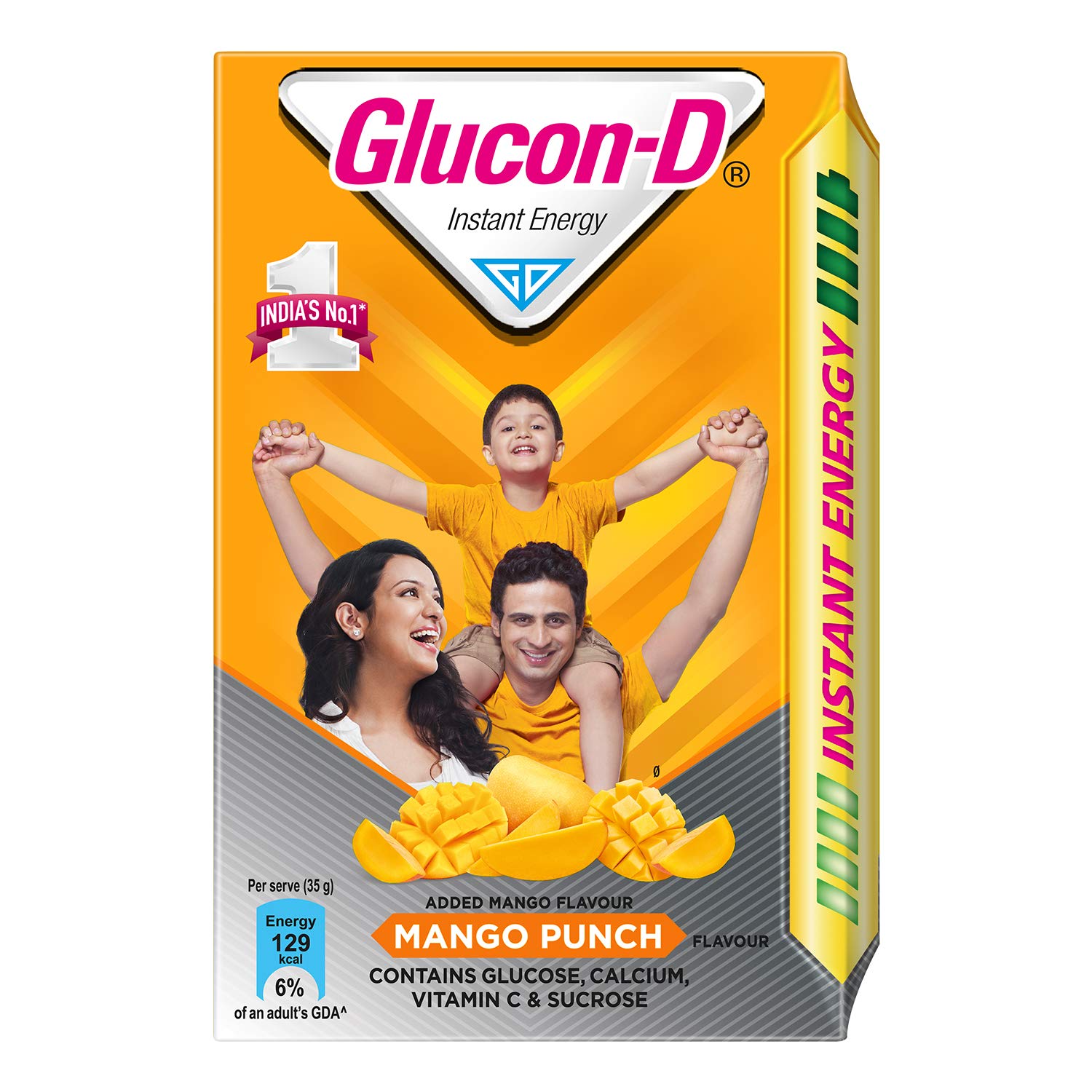 Glucon-D Mango Blast Glucose Powder 450g Refill Pack - Instant Energy Drink Mix with Vitamin C & Calcium for Immunity & Bone Health - Perfect for Sports, Workouts & Quick Energy Boost