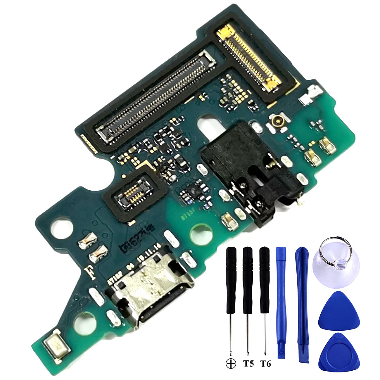 Original Galaxy A71 USB Charging Port Flex Cable Replacement - Compatible with Samsung A71 SM-A715U & SM-A715F (Type C Charger Dock Board Connector) - Includes Repair Tools - Perfect for DIY Phone Repair & Charging Port Replacement