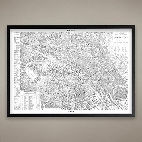 Paris Map Print Wall Art - Home & Office Decor for Living Room