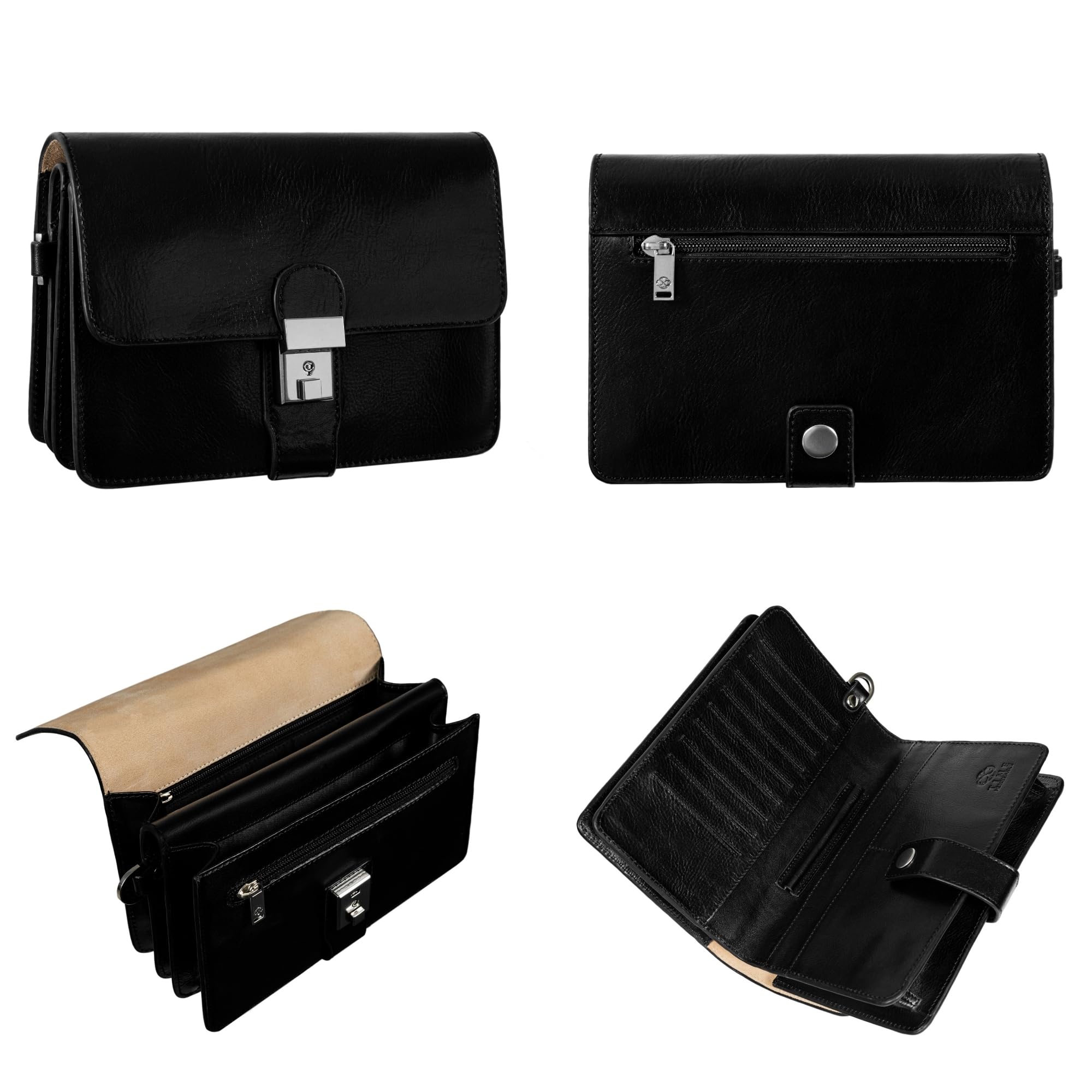 Premium Italian Leather Clutch for Men - Handmade Time-Resistant Wrist Organizer Bag - Perfect for Business, Travel & Daily Essentials