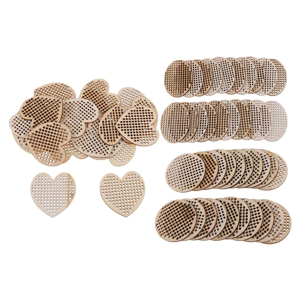 60 Pieces 2 Inch Natural Wood Blank Shapes - Wooden Circles & Hearts for DIY Craft, Holiday Gift Tags, Painting, Home Decor | Perfect for Christmas Ornaments, Valentine's Day Crafts, and Wall Hanging Decorations