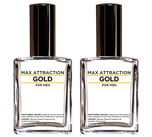 Max Attraction Gold for Men - Premium Pheromone Cologne to Attract Women & Boost Confidence (2 Bottle Set with Discount) - Perfect for Dating, Nightlife & Special Occasions