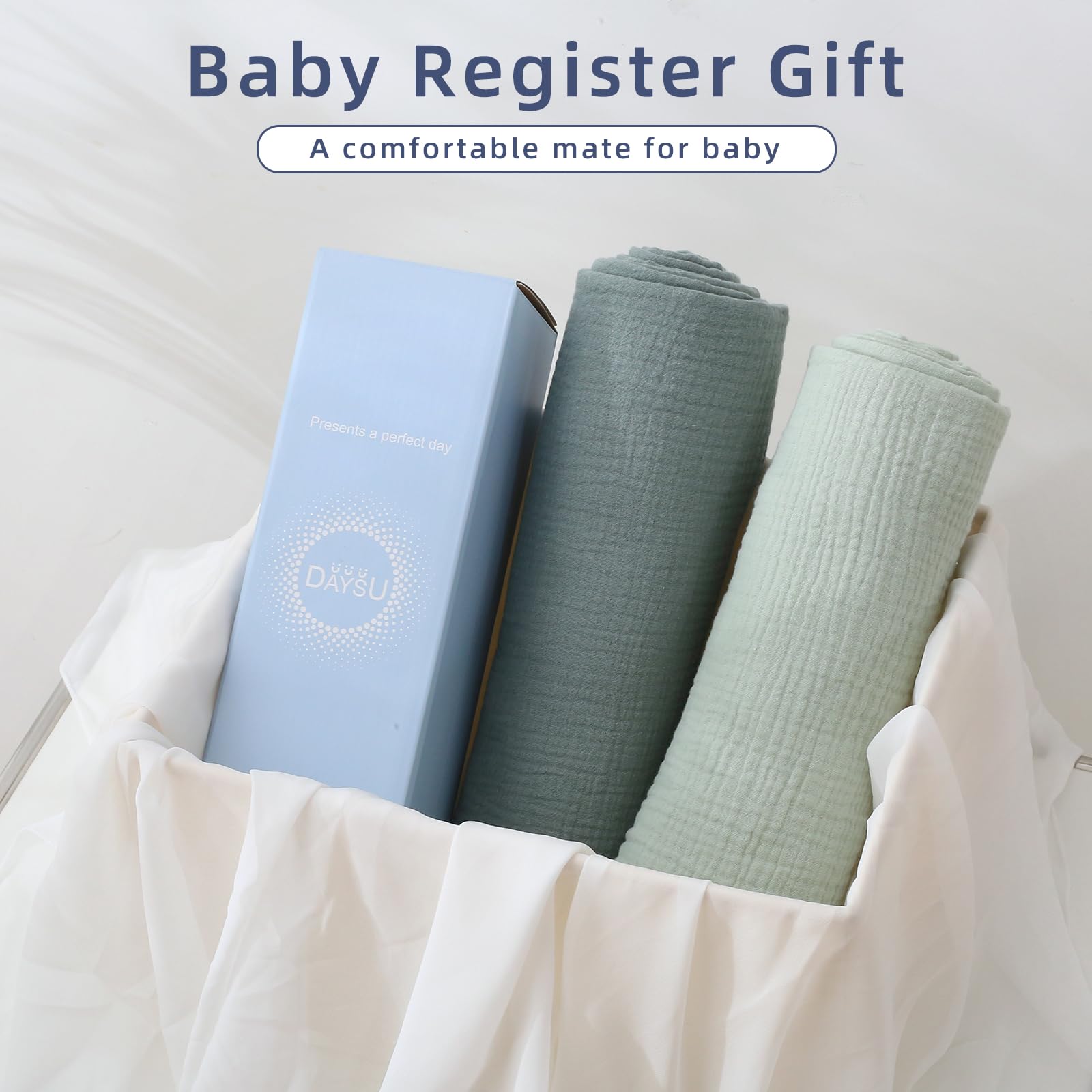**DaysU Muslin Baby Swaddle Blanket - 2 Pack, 47