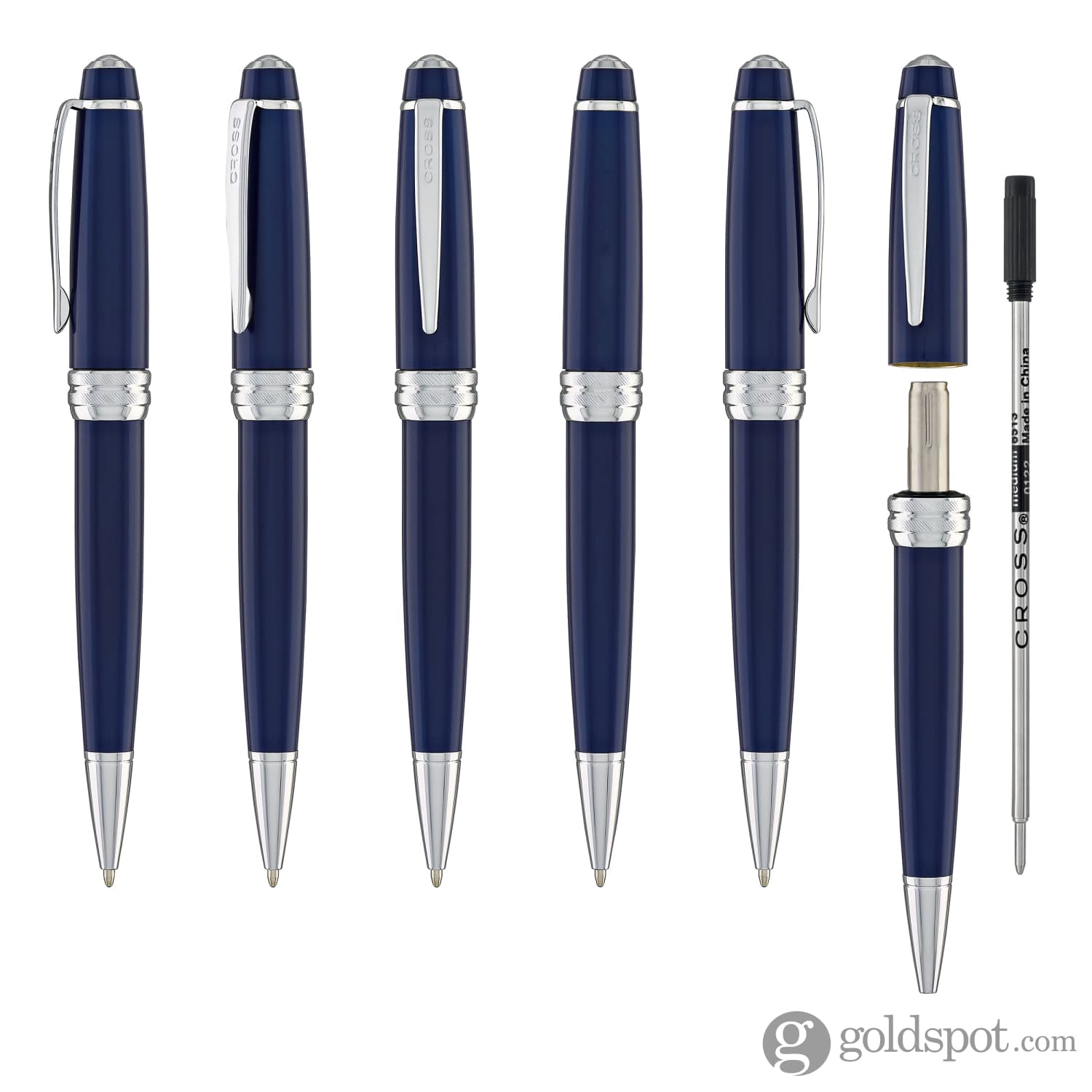 Premium Cross Bailey Ballpoint Pen - Elegant Blue Lacquer with Chrome Trim for Office, Business & Gift Giving