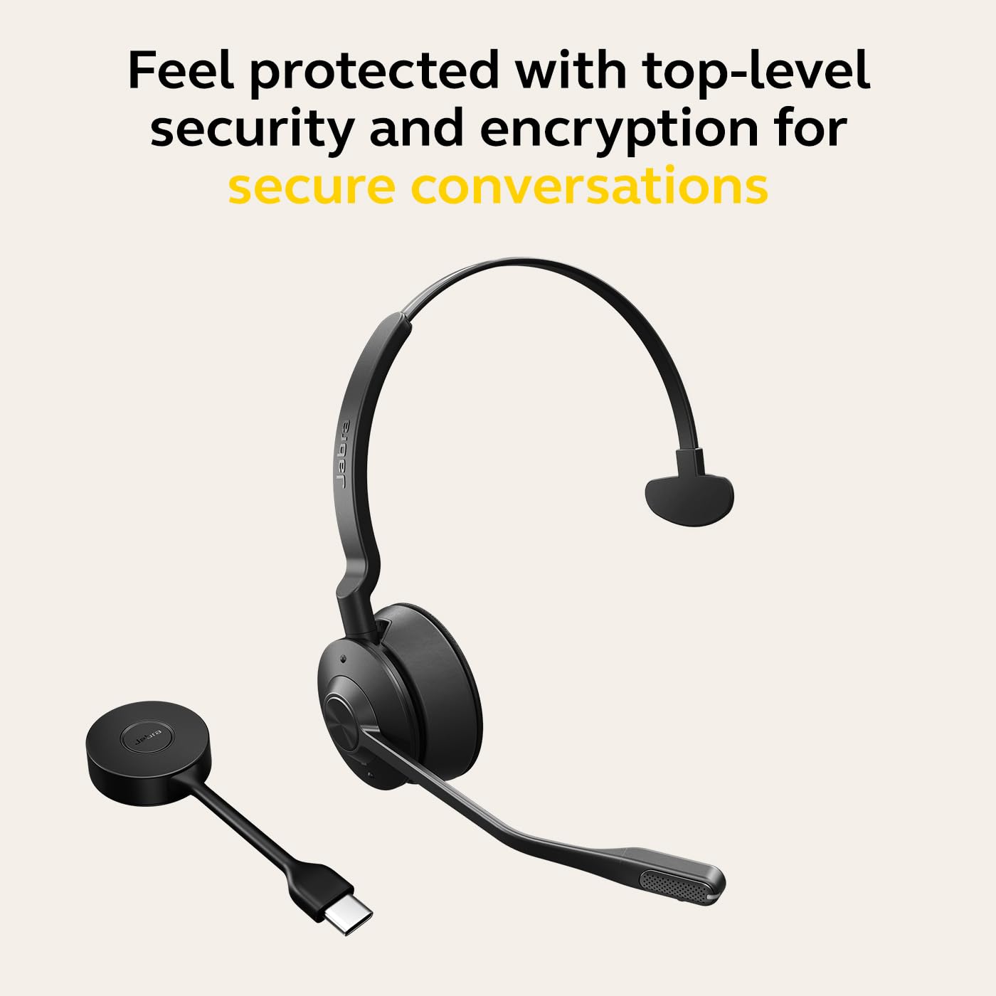 Jabra Engage 55 Mono Wireless Headset with Link 400 USB-C DECT Adapter - Noise Cancelling Headphones for Office & Call Centers - Certified for Zoom, Google Meet, Microsoft Teams - Long Range Wireless with Crystal Clear Mic - Perfect for Remote Work, Customer Service & Professional Calls (Black)