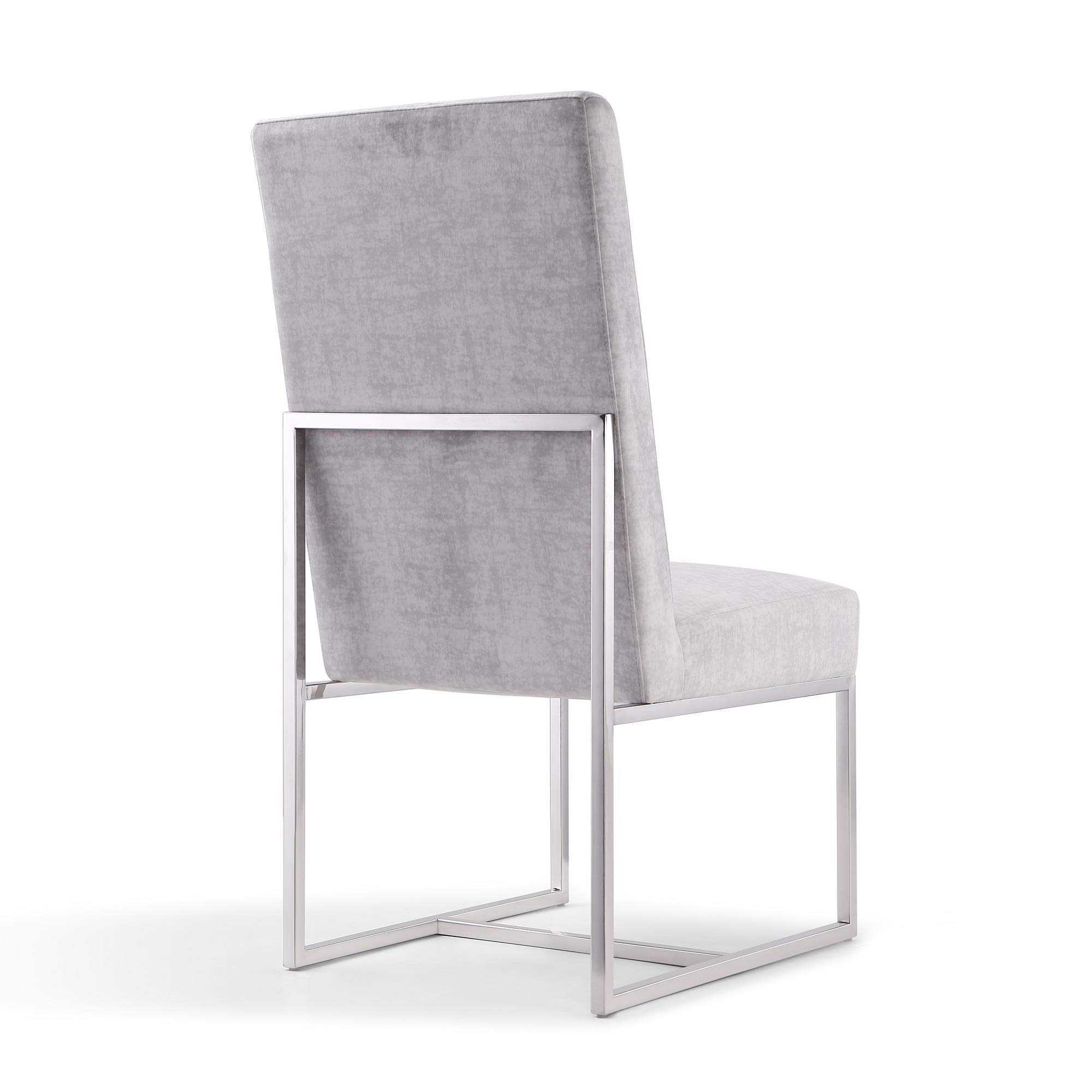 Modern Velvet Dining Chairs with High-Density Foam & Chrome Stainless Steel Frame - High-Back Fully Assembled Industrial Chic Accent Furniture - Set of 1 in Gray - Perfect for Dining Rooms, Kitchens, and Home Office Spaces