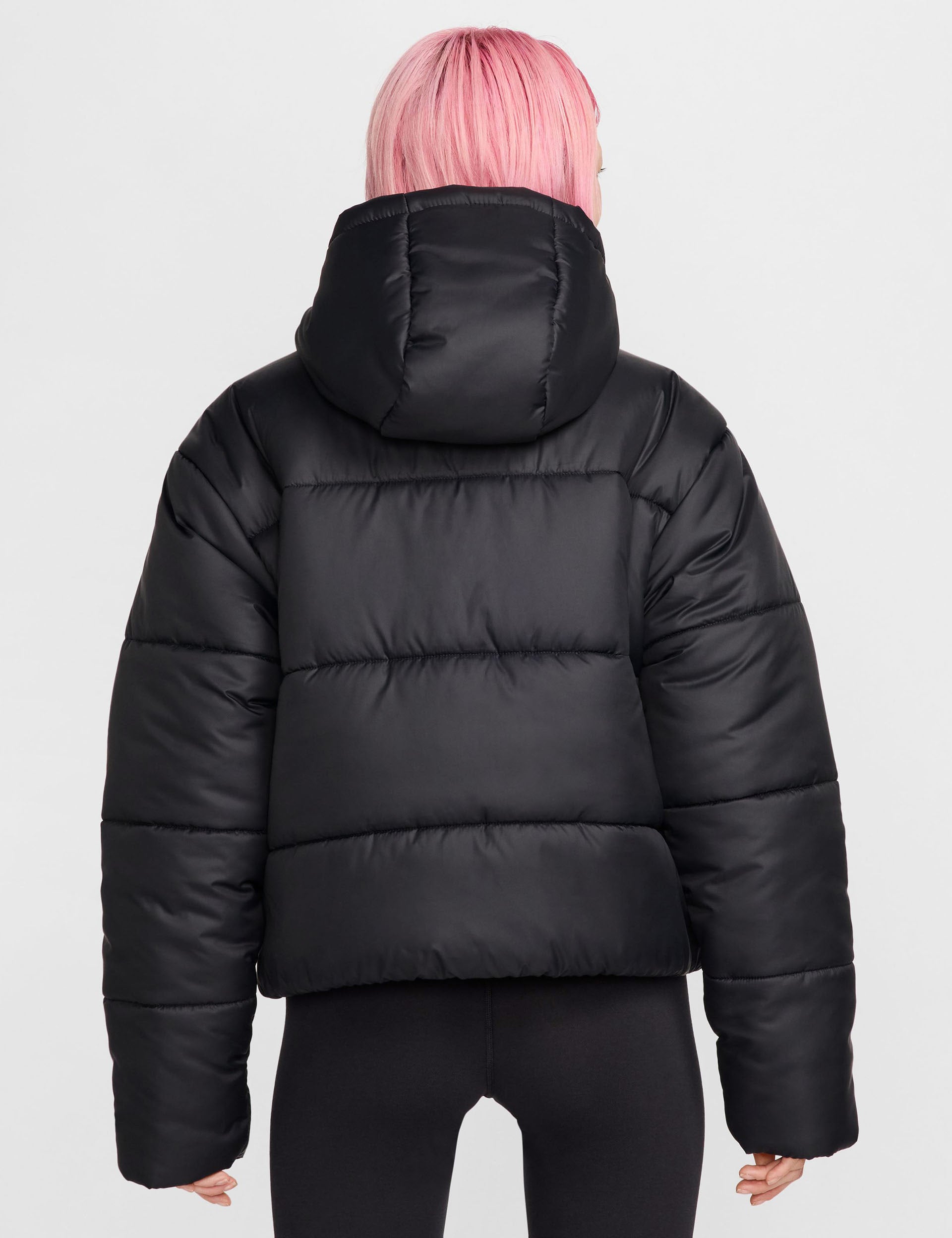 Classic Puffer Therma Fit Hooded Jacket for Men & Women - Lightweight Winter Sportswear for Running, Hiking & Outdoor Activities (Black/White)