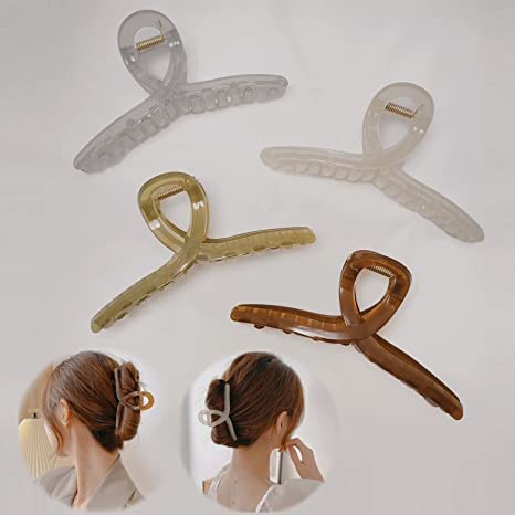 EPARTY-4pcs 11CM Large Jelly Hair Claw Clips for Women & Girls, Strong Hold Butterfly Hair Clips for Thick Hair, Non-Slip Hair Accessories - Perfect for Daily Use, Work, School and Special Occasions