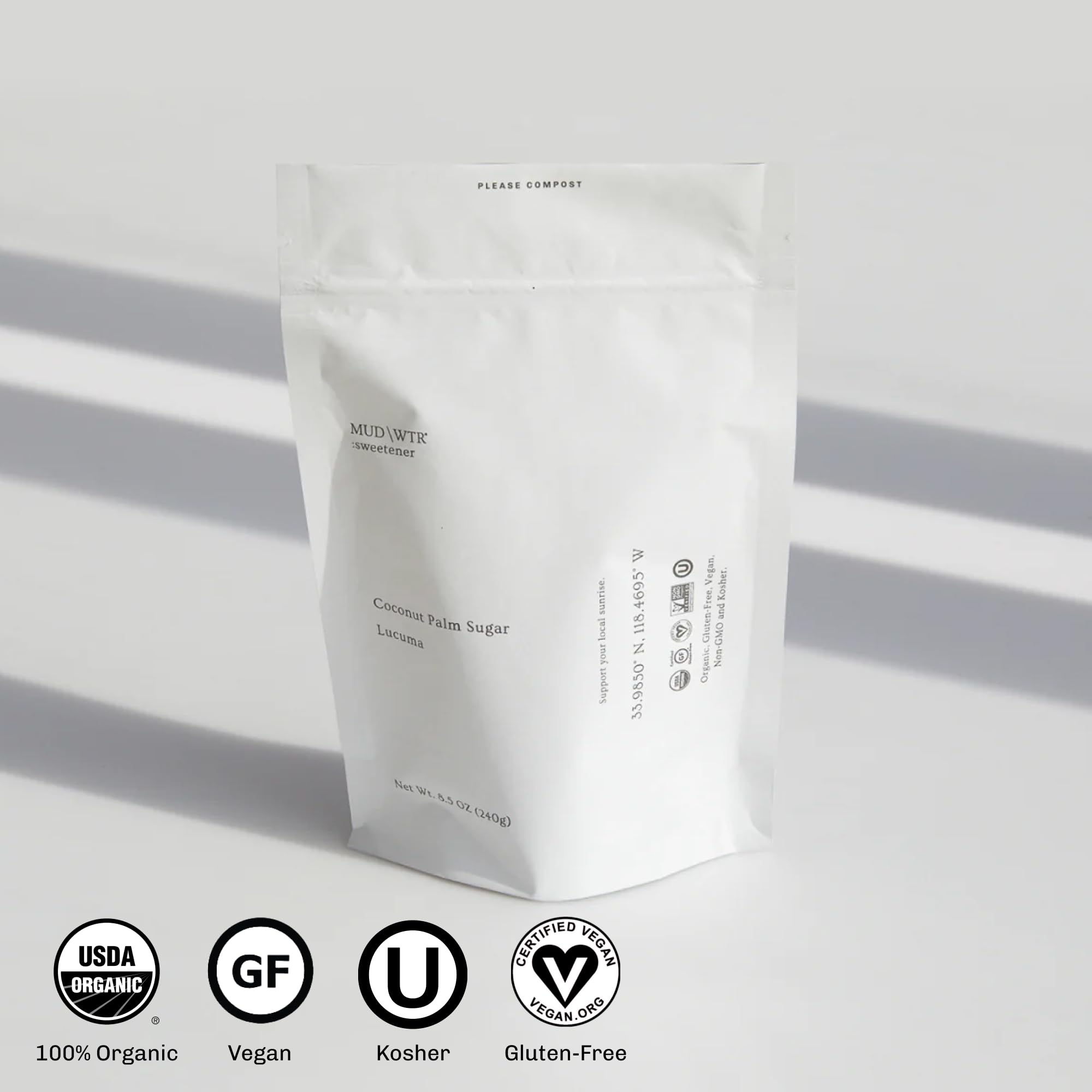 Organic MUD\WTR Sweetener (30 Servings) - Coconut Palm & Lúcuma Powder - Perfect for Coffee, Matcha, Turmeric, and Herbal Blends - Gluten Free, Vegan, Keto-Friendly - Ideal for Smoothies, Baking, and Healthy Drinks