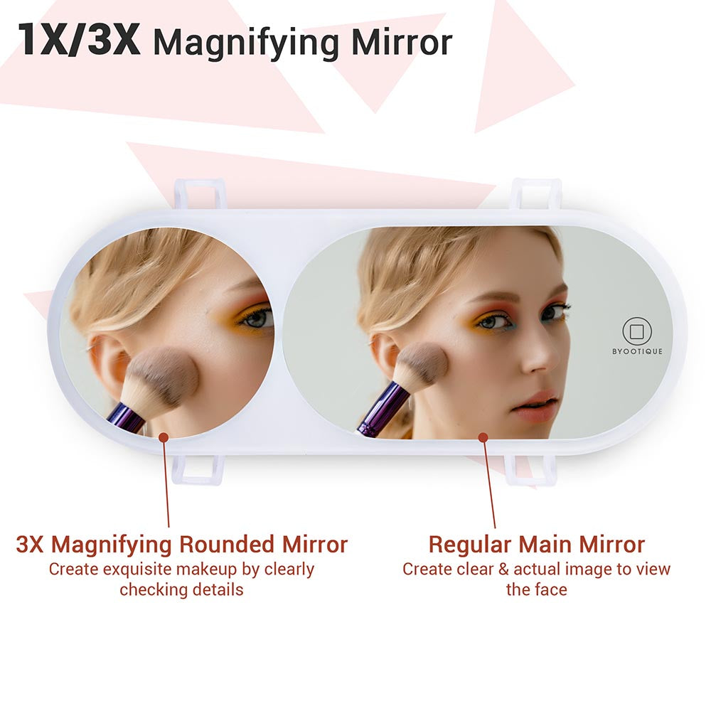 TheLAShop Clip-On Vanity Mirror with LED Light & 3X Magnification - Perfect for Cars, Makeup, and Travel | Sun Visor Mirror with Light for Women & Men