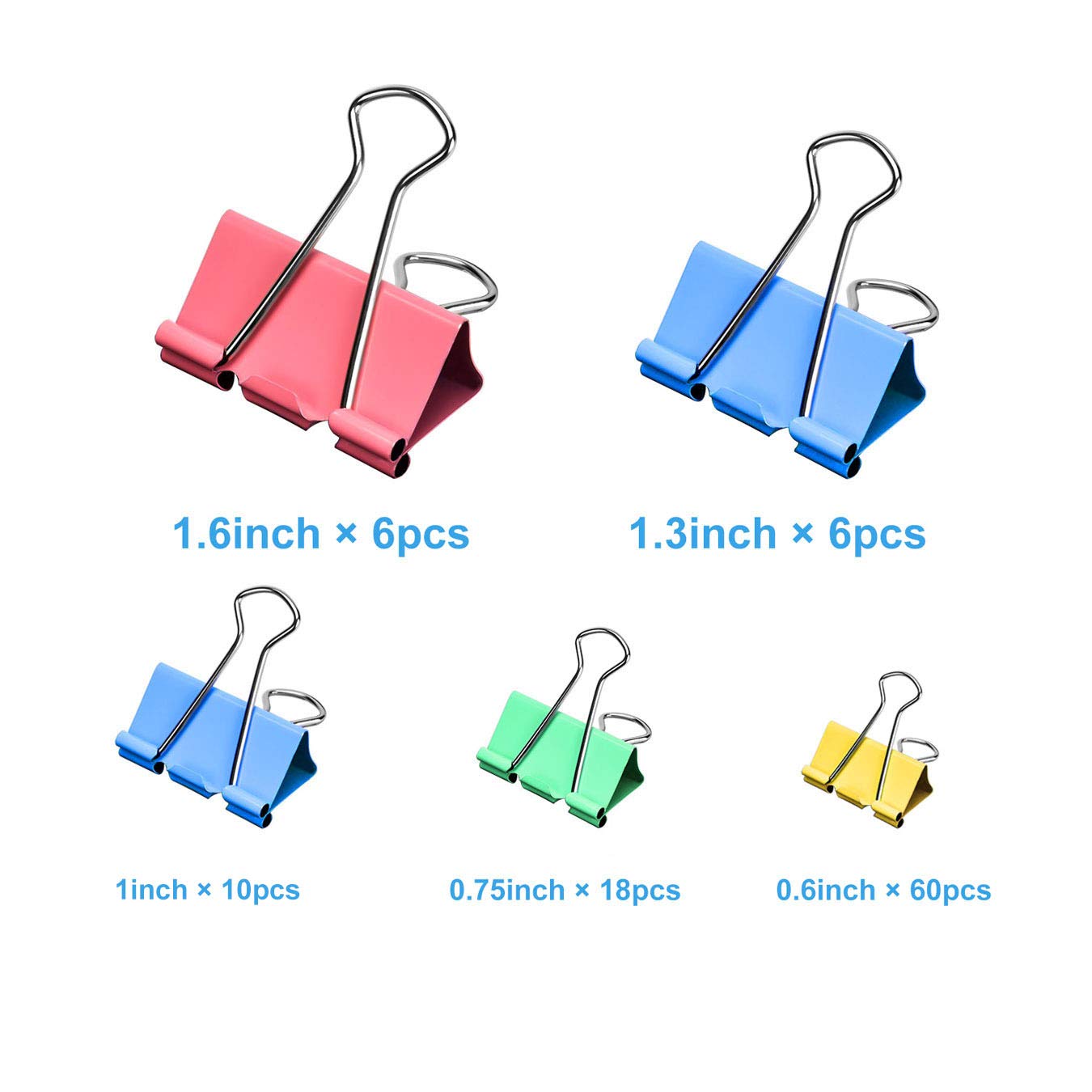 100 Pcs Binder Clips Assorted Sizes - Large, Medium, Small & Mini for Office, School & Home Organization | Perfect for Paper, Documents & Bulletin Boards