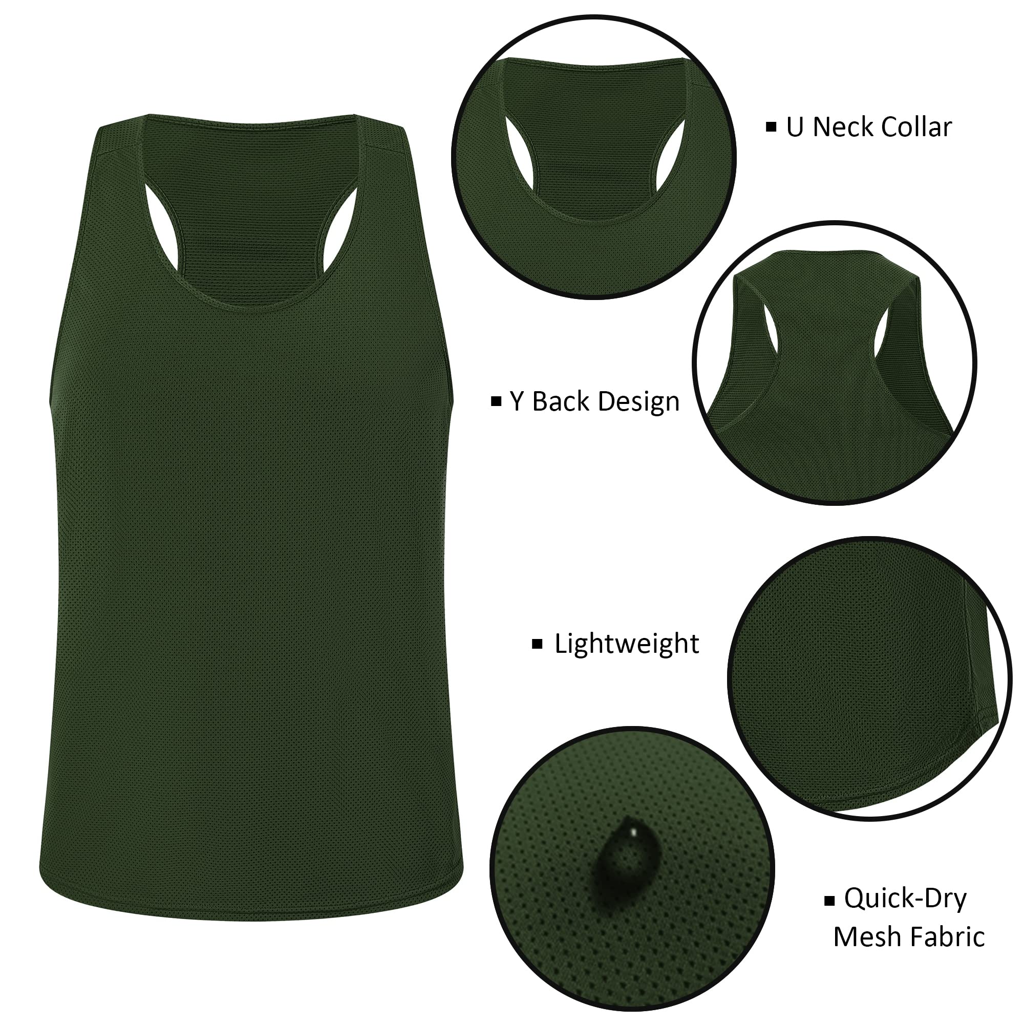 LecGee Men's 3 Pack Gym Workout Tank Tops - Moisture Wicking Y-Back Muscle Shirts, Sleeveless Mesh Athletic Stringer Tees for Bodybuilding & Fitness Training | Perfect for Weightlifting, CrossFit & Summer Workouts