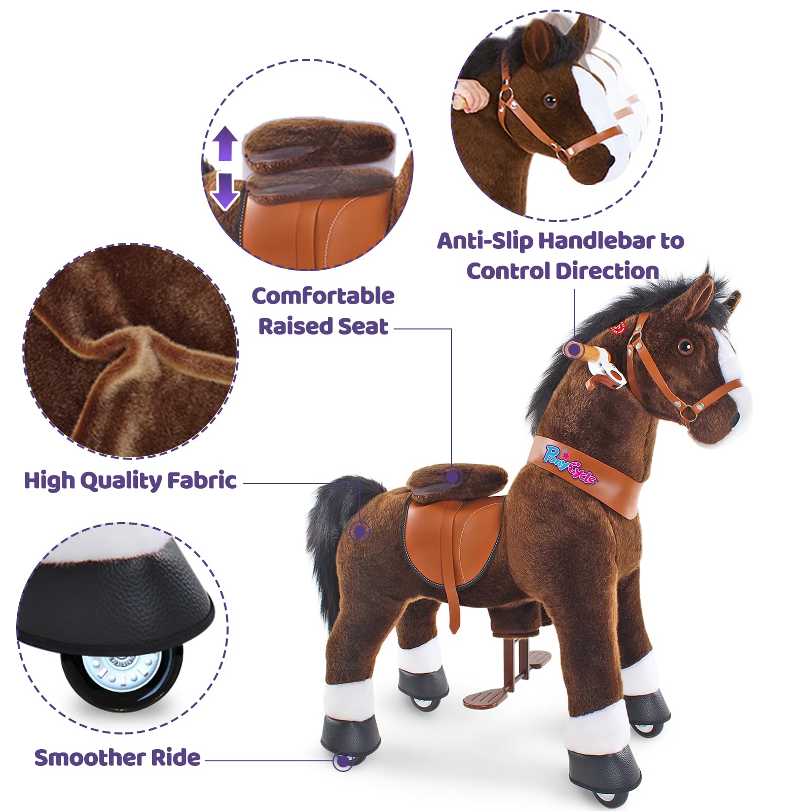 PonyCycle Ride-On Horse Toy for Kids Ages 4-8 | Large 36