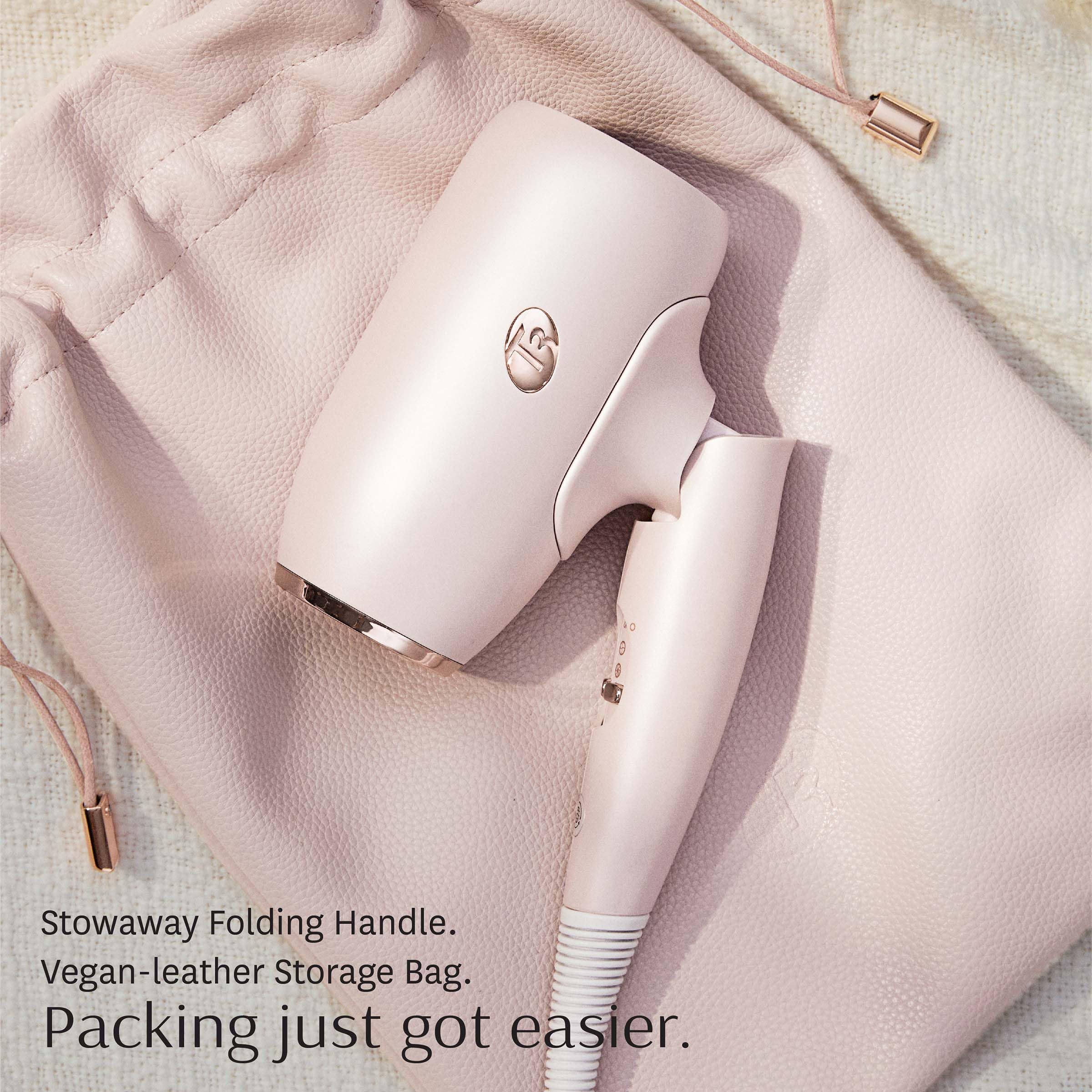 T3 Afar Lightweight Travel Hair Dryer - Dual Voltage, Folding Handle, Fast Drying & Frizz Control | Perfect for Hotels, Gym, Vacation & On-the-Go Styling