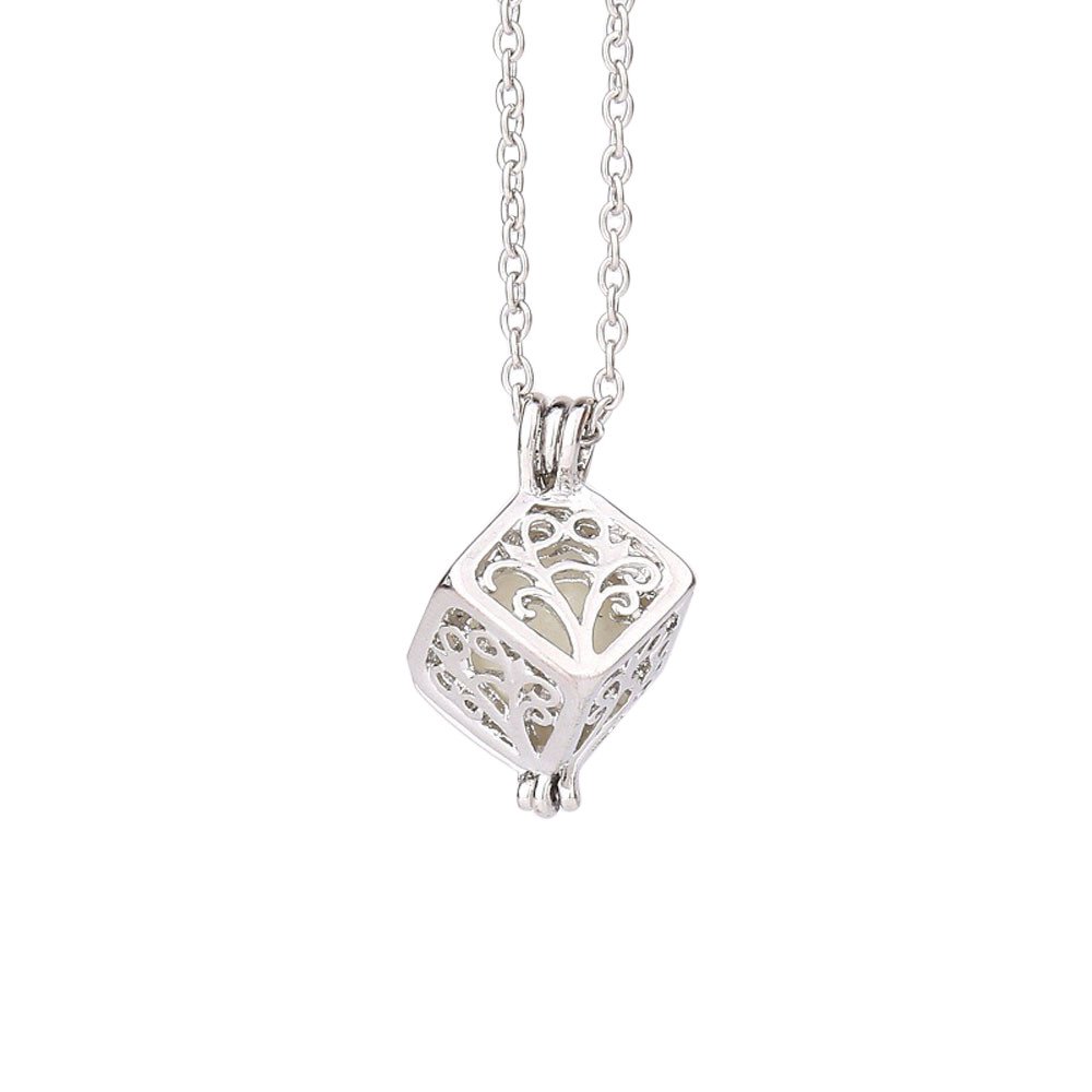 Vintage Tree Pendant Choker Necklace for Men & Women - Hollow Cube Design with Glow in Dark Feature - Unique Retro Gift for Valentine's Day, Birthday & Christmas (Green, One Size) | Perfect for Gothic Fashion, Night Out Accessories & Alternative Jewelry Collection