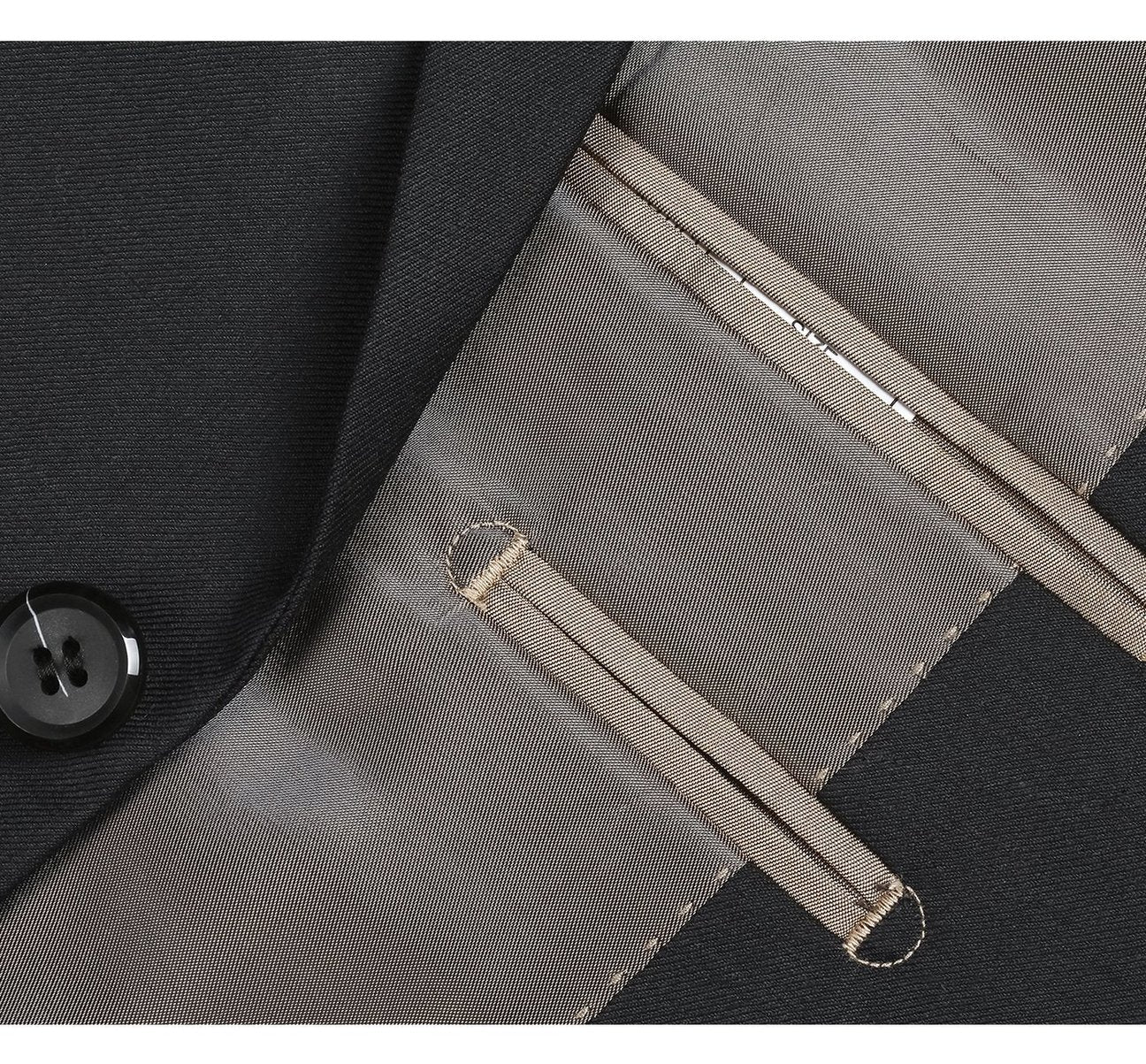 Alessandro Vitello by Renoir Black 2-Piece Slim Fit Notch Lapel Wool Suit for Men | Formal Business Attire & Wedding Outfit | Premium Italian Wool Blend