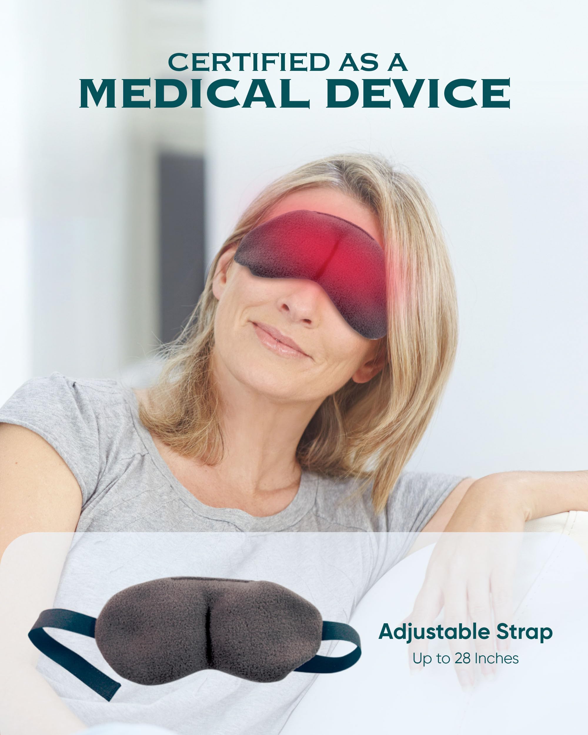 Heated Eye Mask for Dry Eyes, Blepharitis & Stye Relief - Warm Compress for Puffy, Tired Eyes & Conjunctivitis - Soft Fleece Microwaveable Eye Mask with Adjustable Strap - Perfect for Relaxation, Sleep & Eye Care at Home or Travel