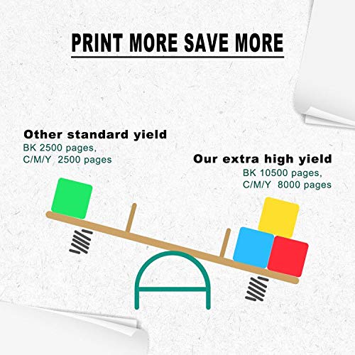 High Yield Xerox C400/C405 Toner Cartridge - 4 Colors, 10.5K Black & 8K CMY Pages - for Office & Home Printing