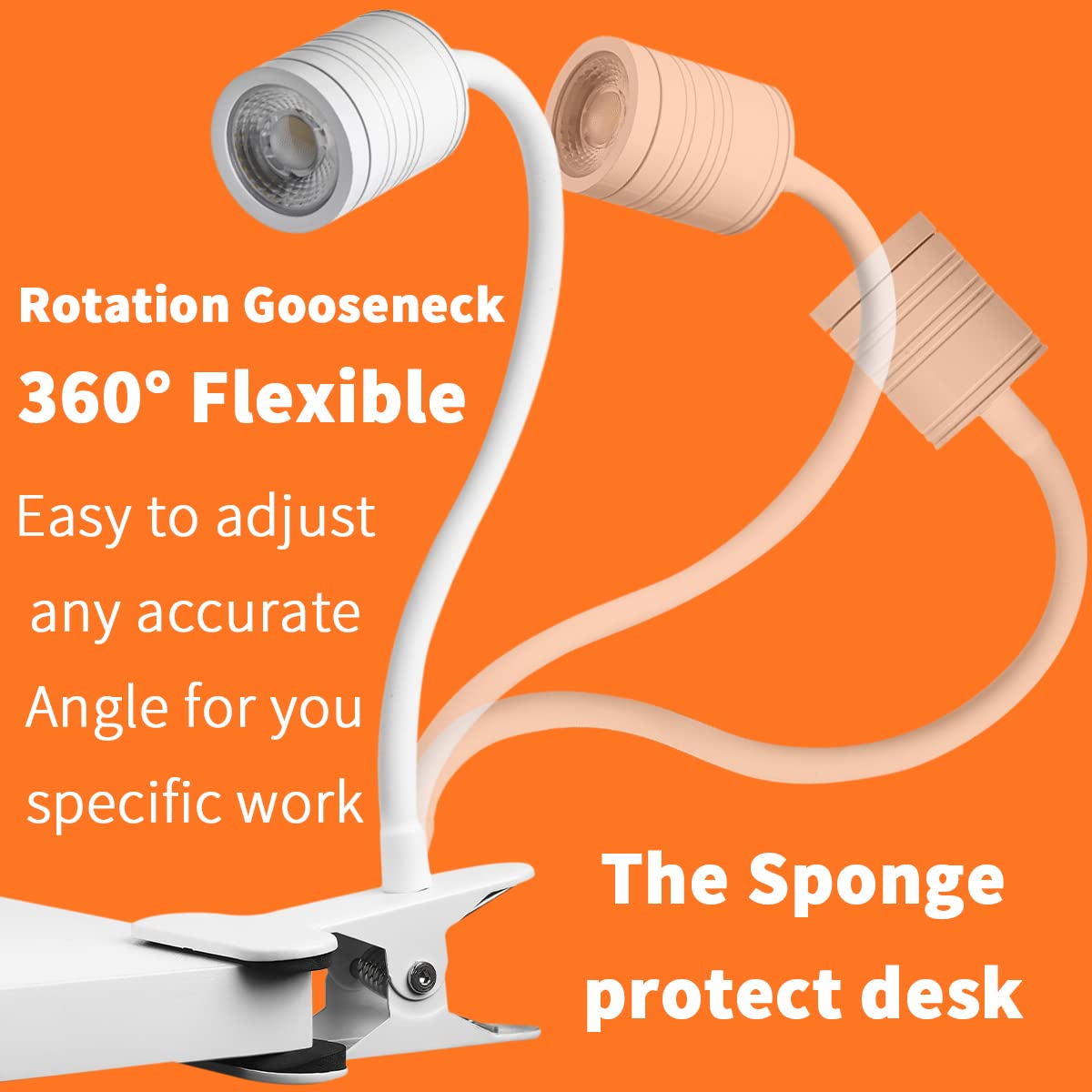 EAGLOD LED Clip Light with 3 Brightness Levels, USB-Powered Portable Desk Lamp, 360° Adjustable Gooseneck for Reading, Nail Art, Tattoo - Perfect for Bedside, Office, and Crafting Workspaces