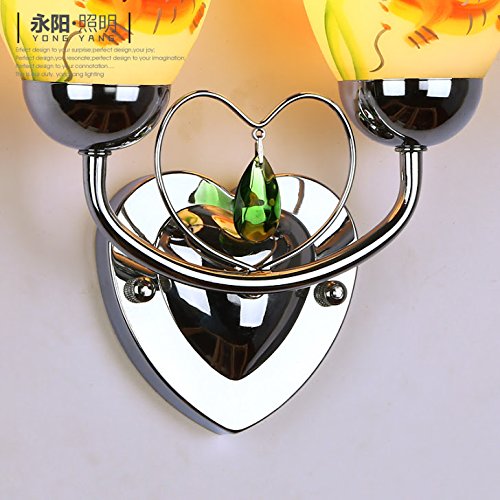 2 Head Wall Sconce Light Fixture - Polished Chrome Metal Heart Design for Bedroom, Living Room, Balcony & Corridor - Romantic Ambient Lighting for Home Decor