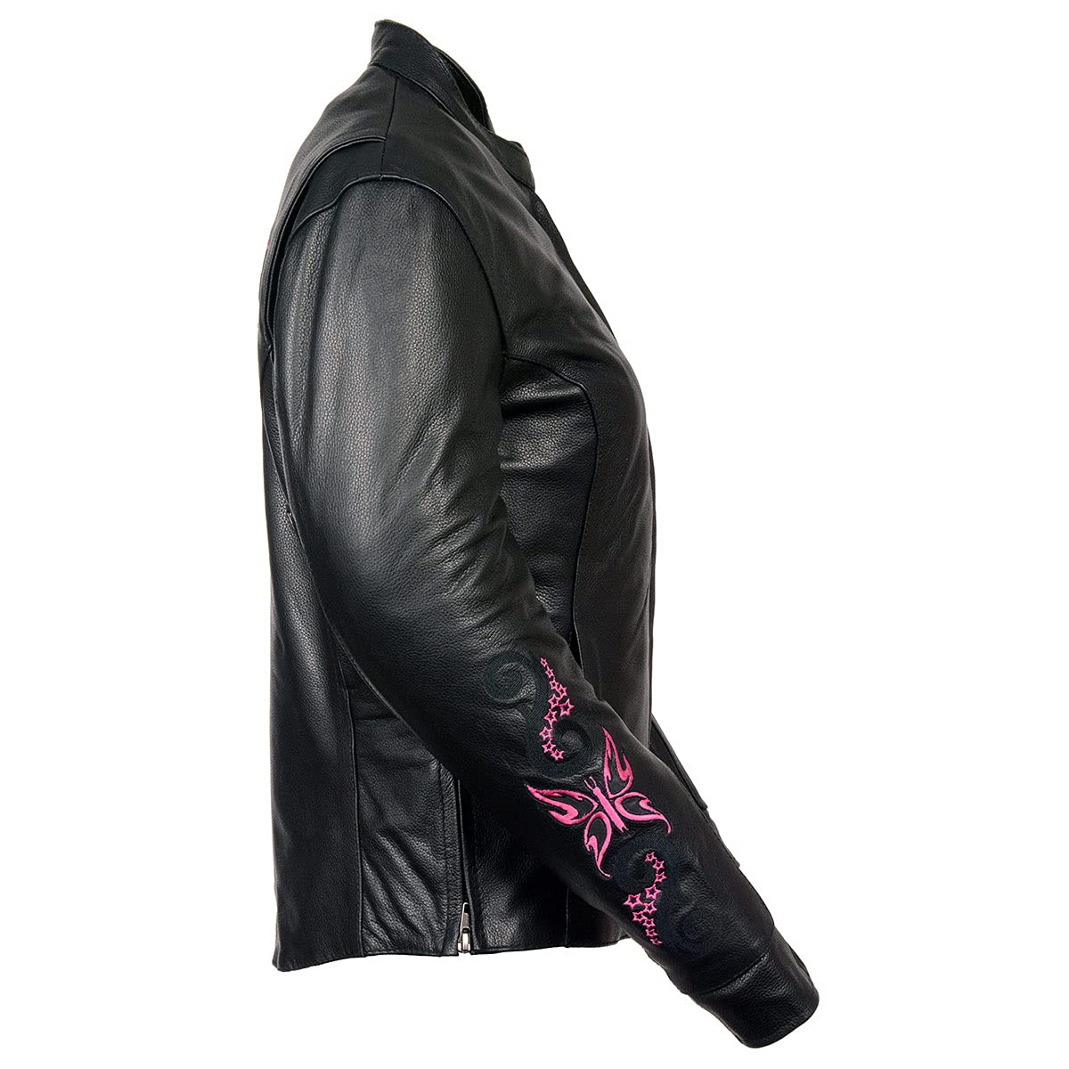 Milwaukee Leather ML1952 Women's Black Embroidered Wing & Stud Design Leather Scooter Jacket | Motorcycle Riding, Biker Fashion, Urban Style