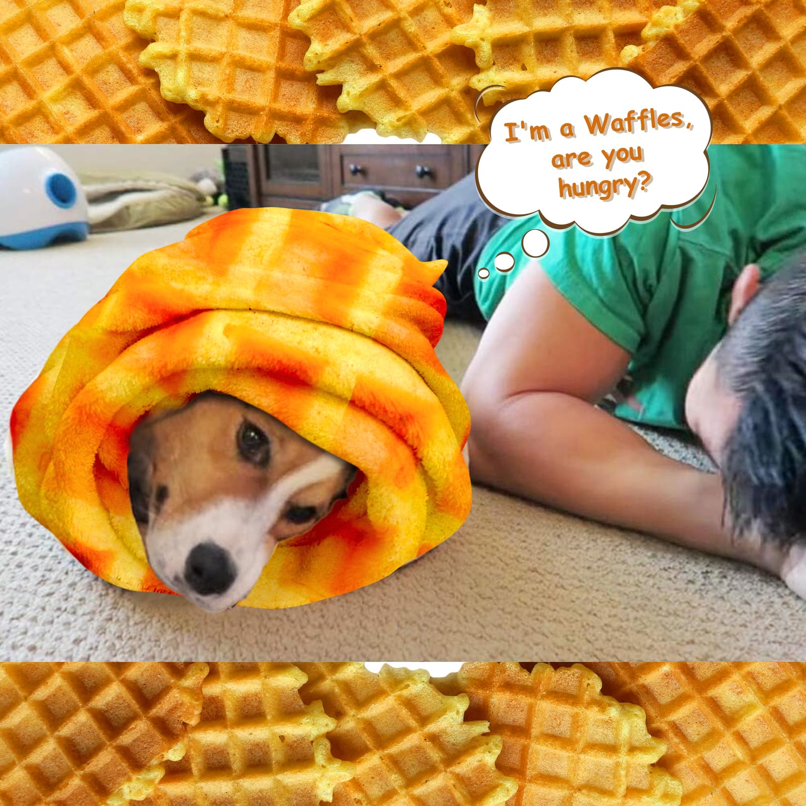 Soft Flannel Waffle Blanket for Baby Shower Gifts - 36 Inch Newborn Swaddle Blankets for Boys & Girls | Funny Food Themed Baby Blanket for Birthdays & Nursery Essentials
