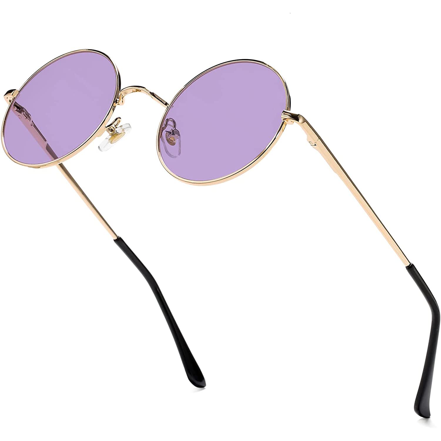 Vintage Round Polarized Sunglasses for Women & Men - Red Lens Retro Hippie Style Small Circle Glasses | Perfect for Beach, Music Festivals & Summer Fashion