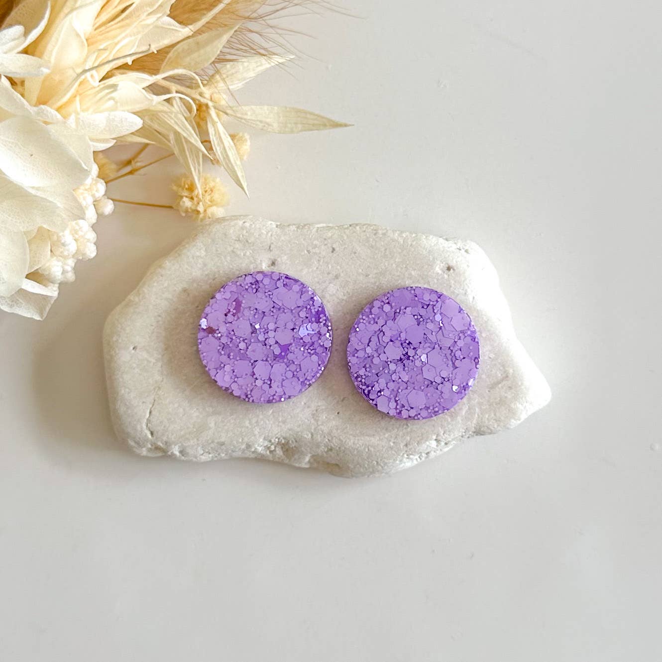 Sparkling Resin Stud Earrings with Glitter - Small & Bright for Women | Perfect for Parties, Weddings, and Everyday Wear