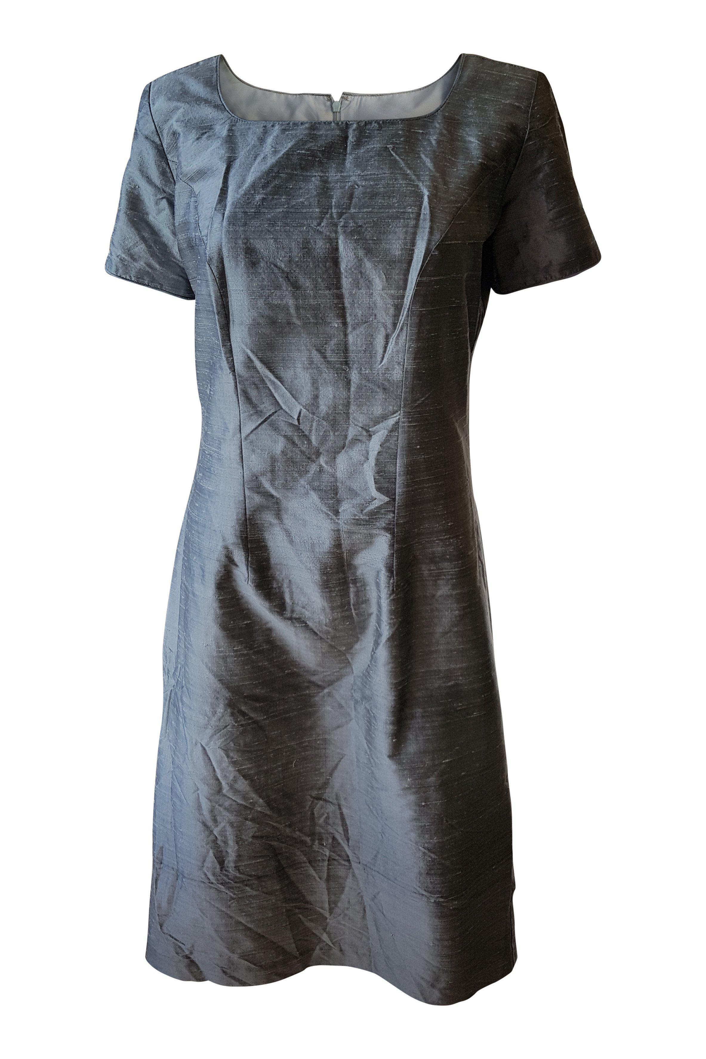 HAYLEY J Metallic Silver Short Sleeve Shift Dress for Women - Size M/L - Perfect for Office Wear, Cocktail Parties & Special Occasions
