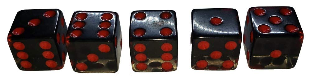 Premium Black PU Leather Dice Cup Set with Red Felt Lining - Includes 5 Transparent 16mm Dice in Smoke/Red Colors & Gift Box - Perfect for D&D, Board Games, Poker Nights and Casino-Themed Parties