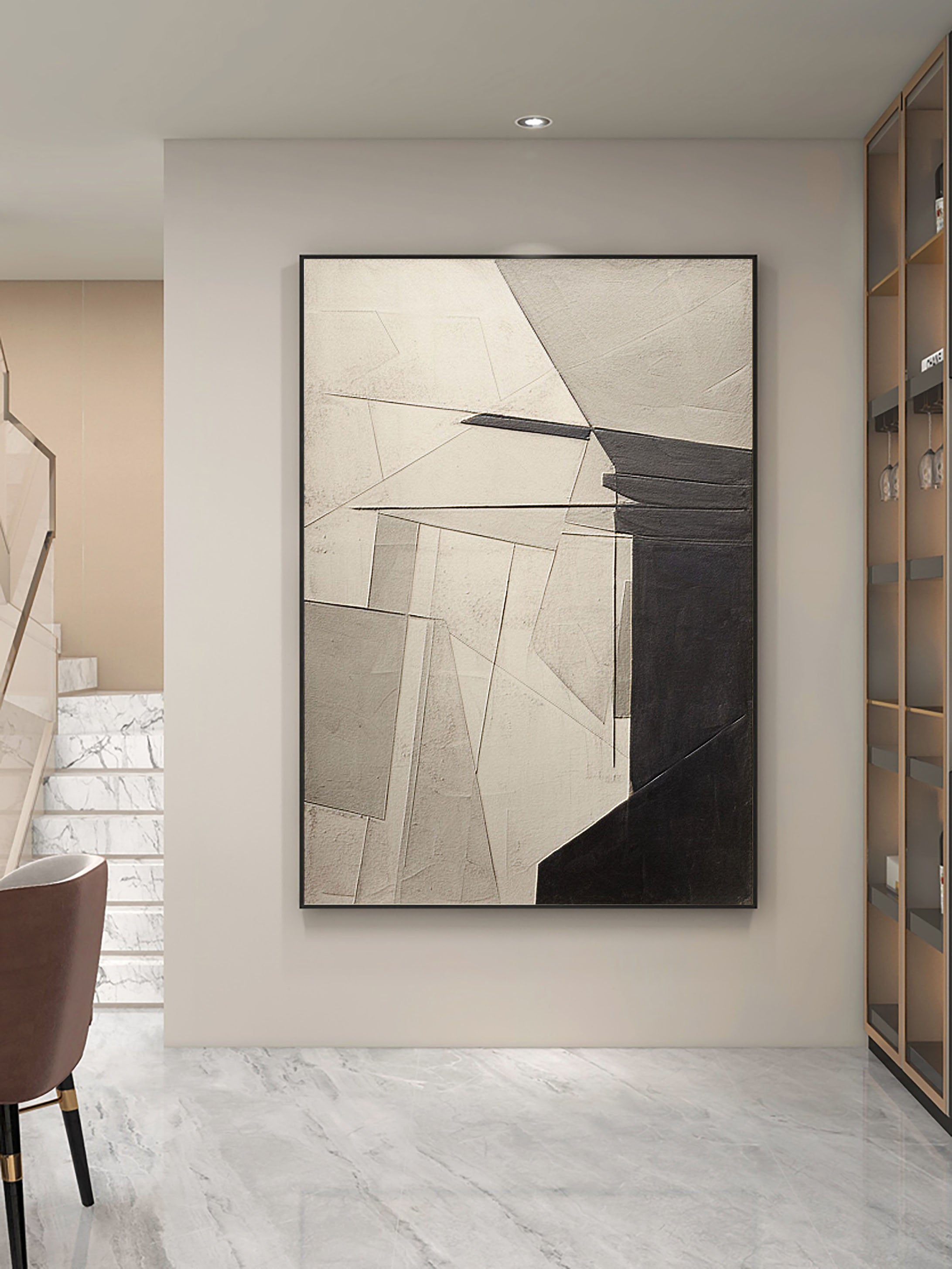 Beige & Brown Abstract Art Print #BB032 - Modern Wall Decor for Living Room, Bedroom & Office