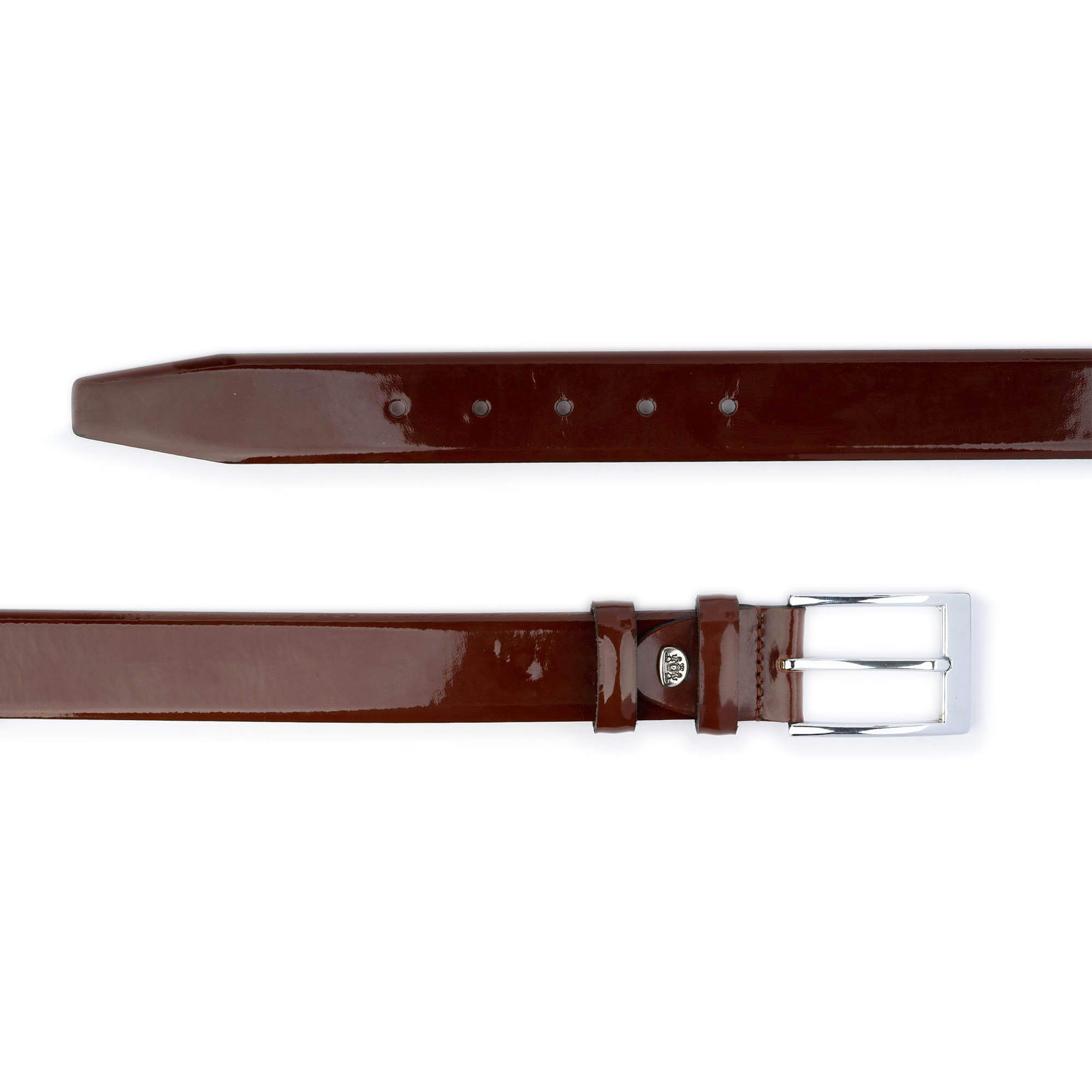 Premium Men's Genuine Brown Patent Leather Dress Belt - 3.5 cm Width - Formal & Business Attire Accessory for Office, Weddings & Special Occasions