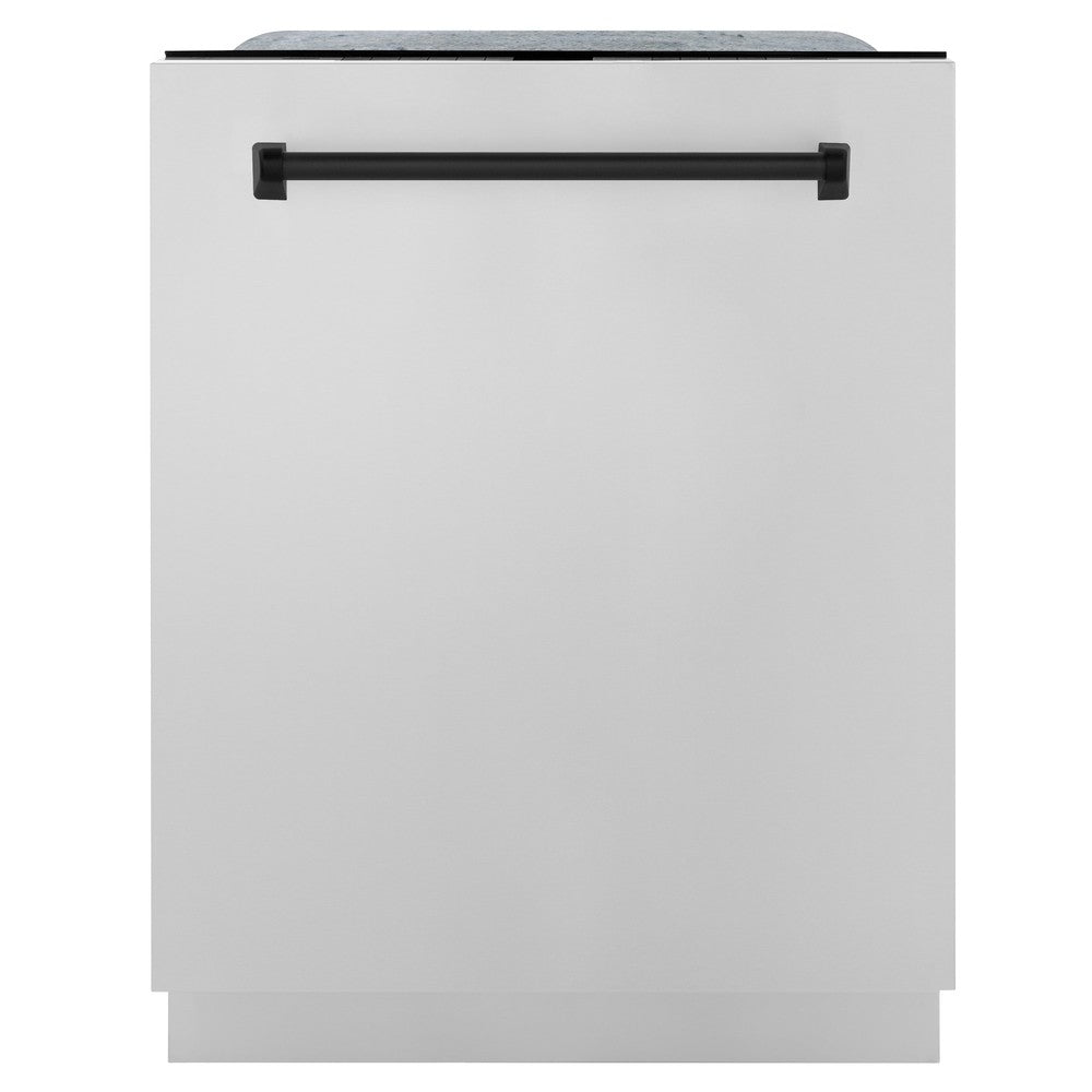 ZLINE Autograph Edition 24-inch Stainless Steel Dishwasher with Matte Black Handle - 3rd Rack, Top Touch Controls, 45dBa Ultra Quiet (DWMTZ 304 24 MB) - Perfect for Modern Kitchens & Open Concept Homes