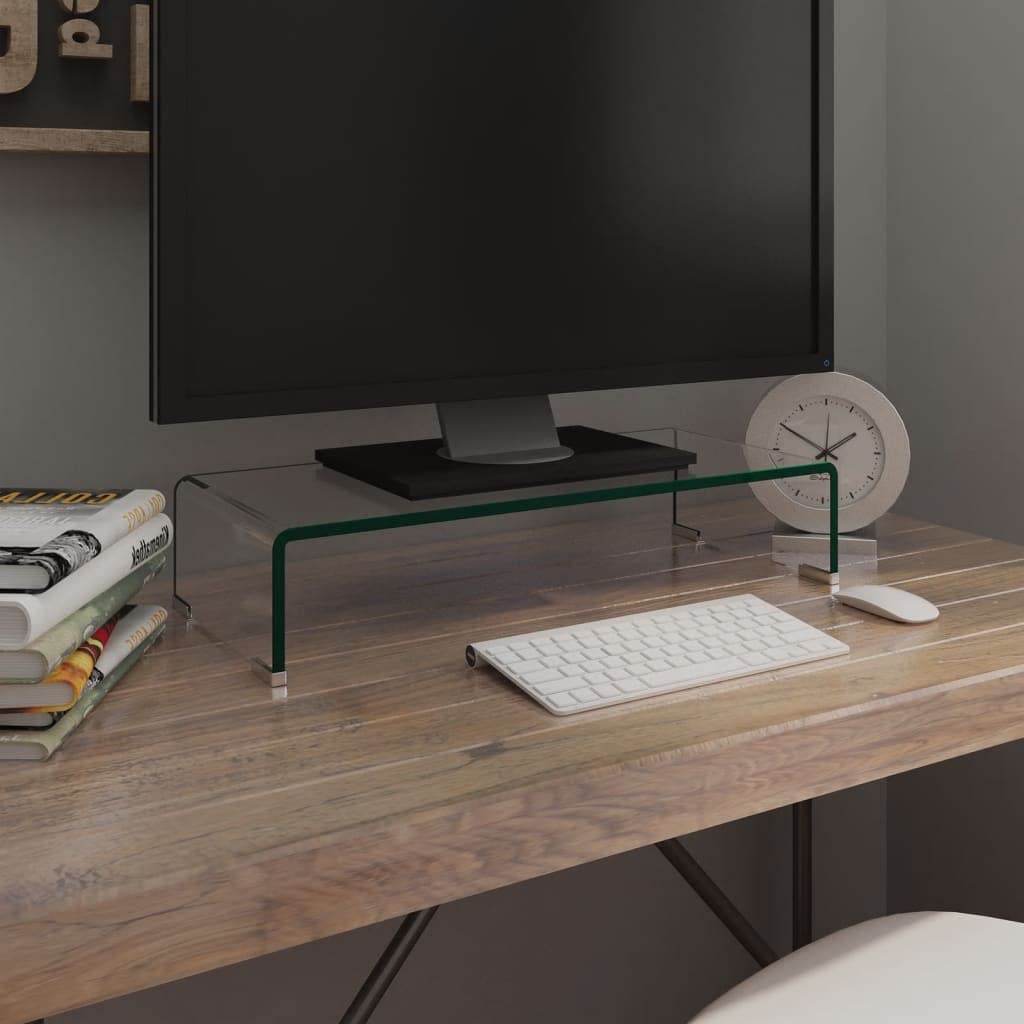 Modern TV Stand with Glass Top - 23.6