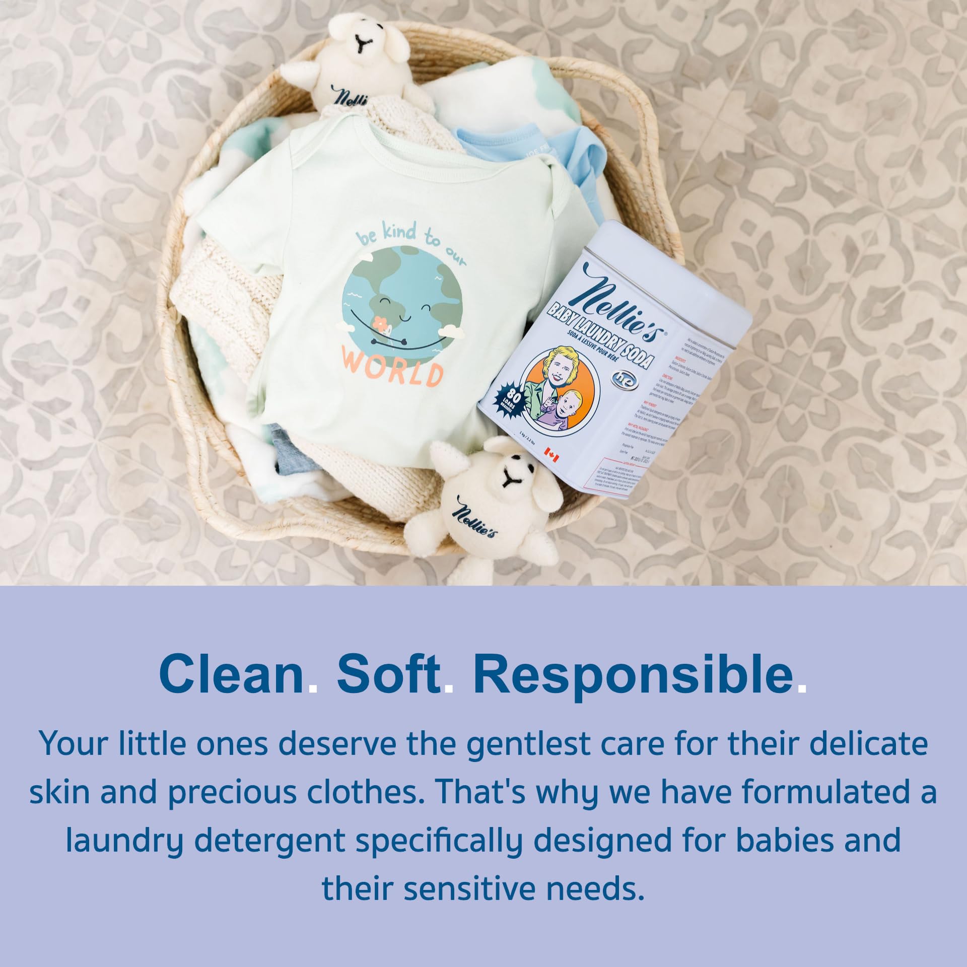 Nellie's Baby Laundry Soda - Hypoallergenic Powdered Laundry Detergent for Babies & Sensitive Skin - 1,110 Loads | Gentle on Newborn Clothes, Diapers & Delicate Fabrics