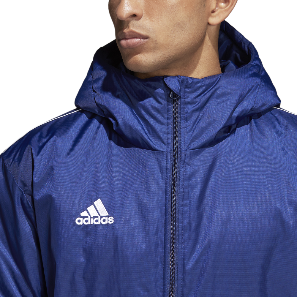 Adidas Core 18 Stadium Jacket for Men - Dark Blue/White Windbreaker - Lightweight Water-Resistant Running Jacket for Outdoor Sports & Casual Wear