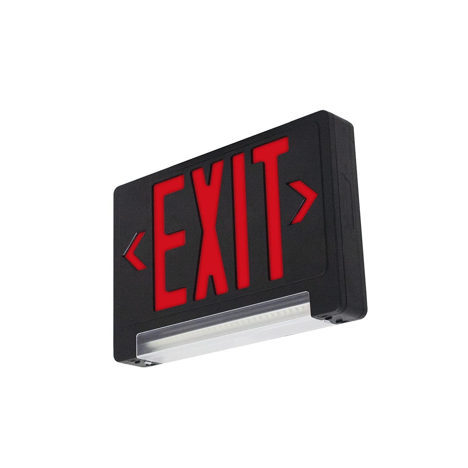 LFI Lights Compact Red LED Exit Sign with Emergency Backup - Adjustable Light Bar, UL Listed, Wall/Ceiling Mount for Business Safety (1 Pack) - Perfect for Offices, Warehouses & Public Buildings