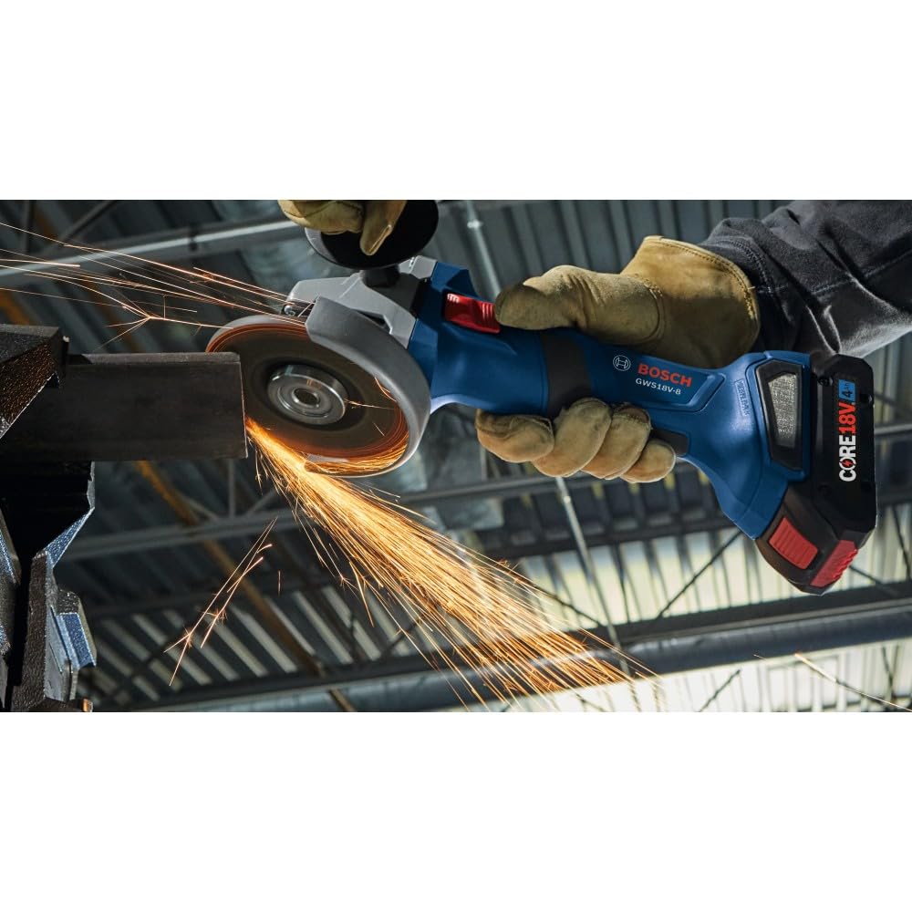 BOSCH GWS18V-8N 18V Cordless Brushless 4-1/2 Inch Angle Grinder with Slide Switch - Bare Tool for Metal Cutting, Grinding, and Polishing | Ideal for Construction, Welding, and DIY Projects