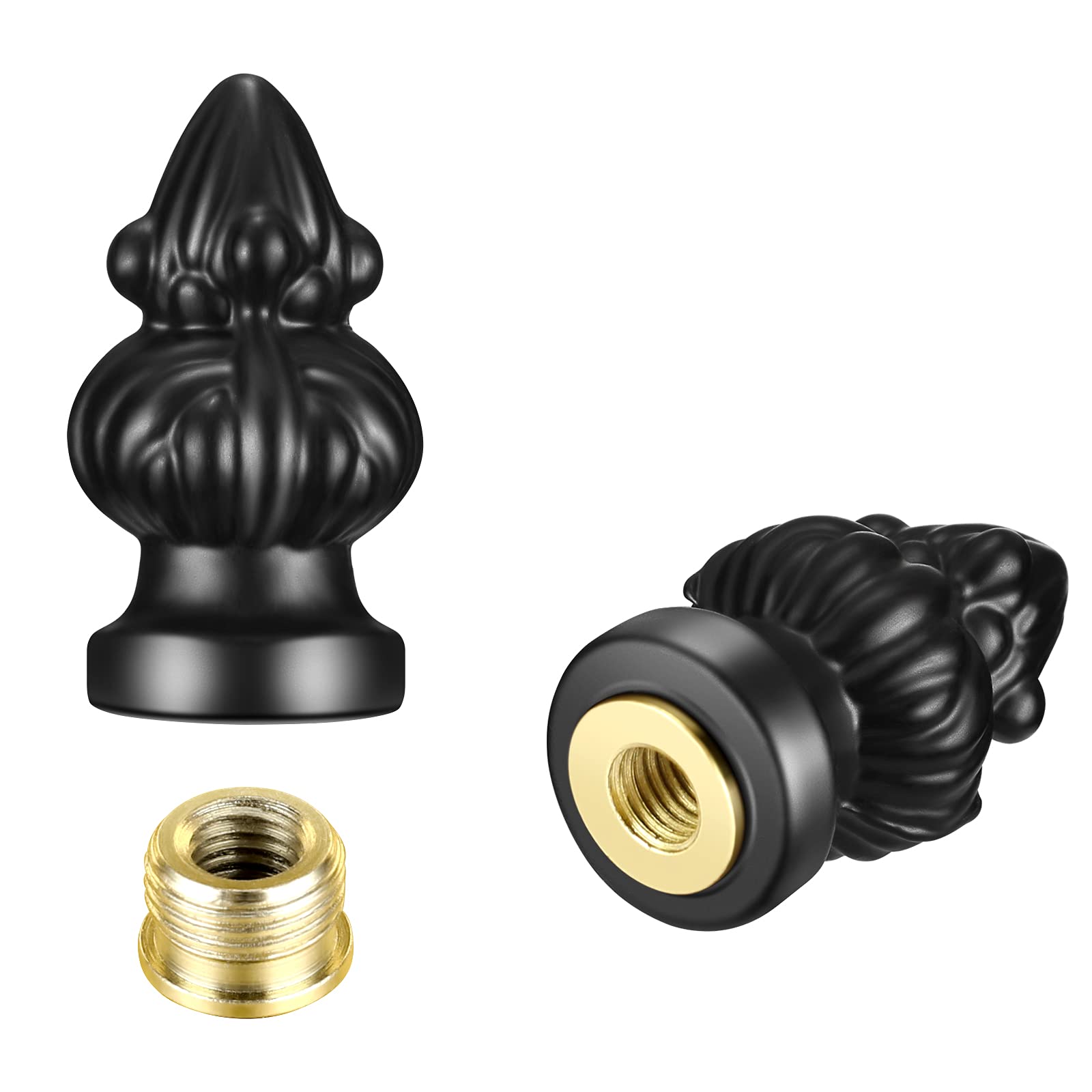 Canomo 2-Pack Small Black Lamp Finial Caps (1-3/8 Inches) - Decorative Knobs for Lamp Shades | Perfect for Bedroom, Living Room & Table Lamp Decor