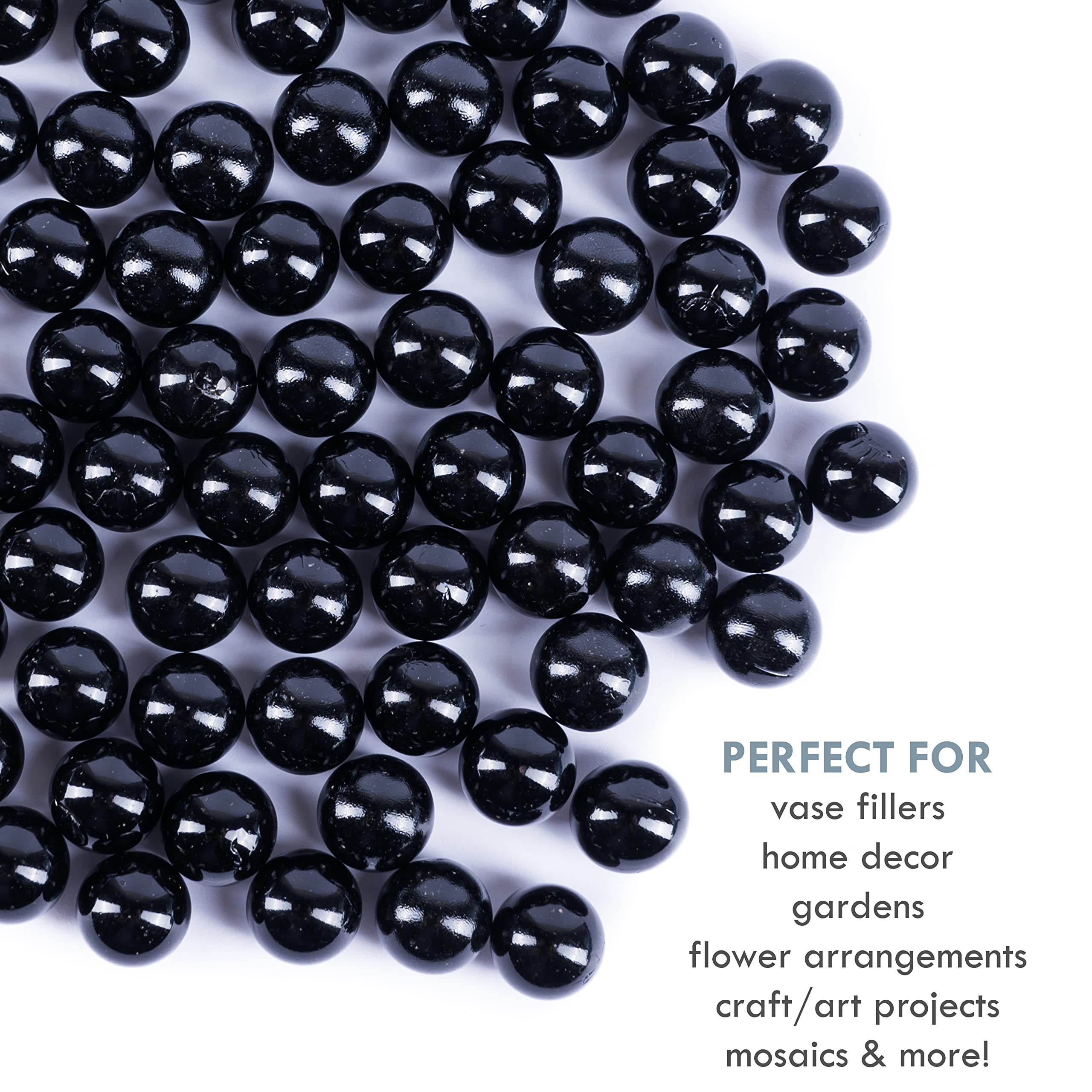 Galashield Black Glass Marbles for Vases - 5lb Bulk Vase Fillers (Approx. 400pcs) - Decorative Round Glass Beads for Home Decor, Centerpieces & Floral Arrangements