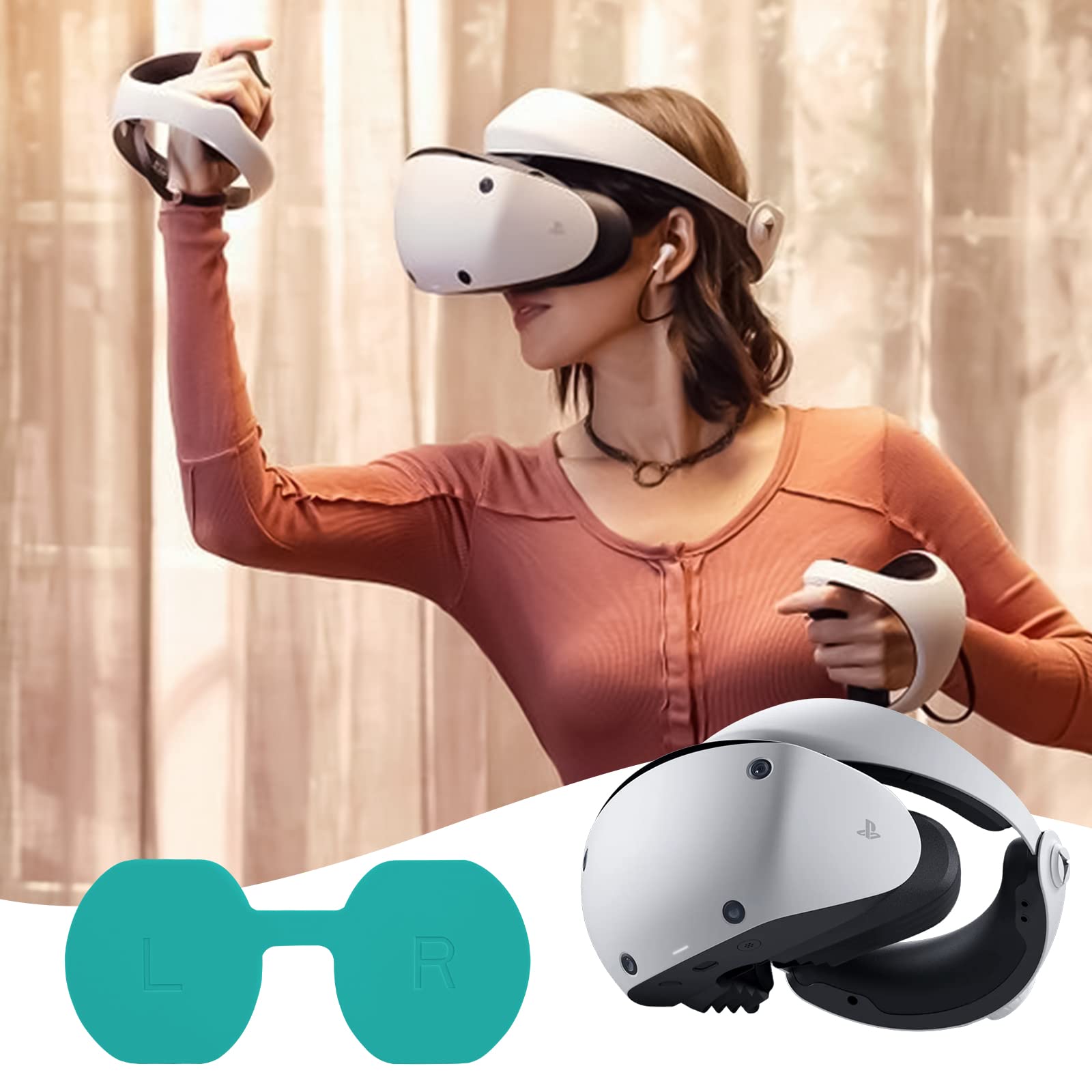 PS VR2 Silicone Lens Protector - Anti-Scratch, Dust Proof & Washable Cover - Lightweight Protective Case for PlayStation VR2 Headset Glasses Accessories (Green) - Perfect for Gaming Sessions & VR Headset Protection