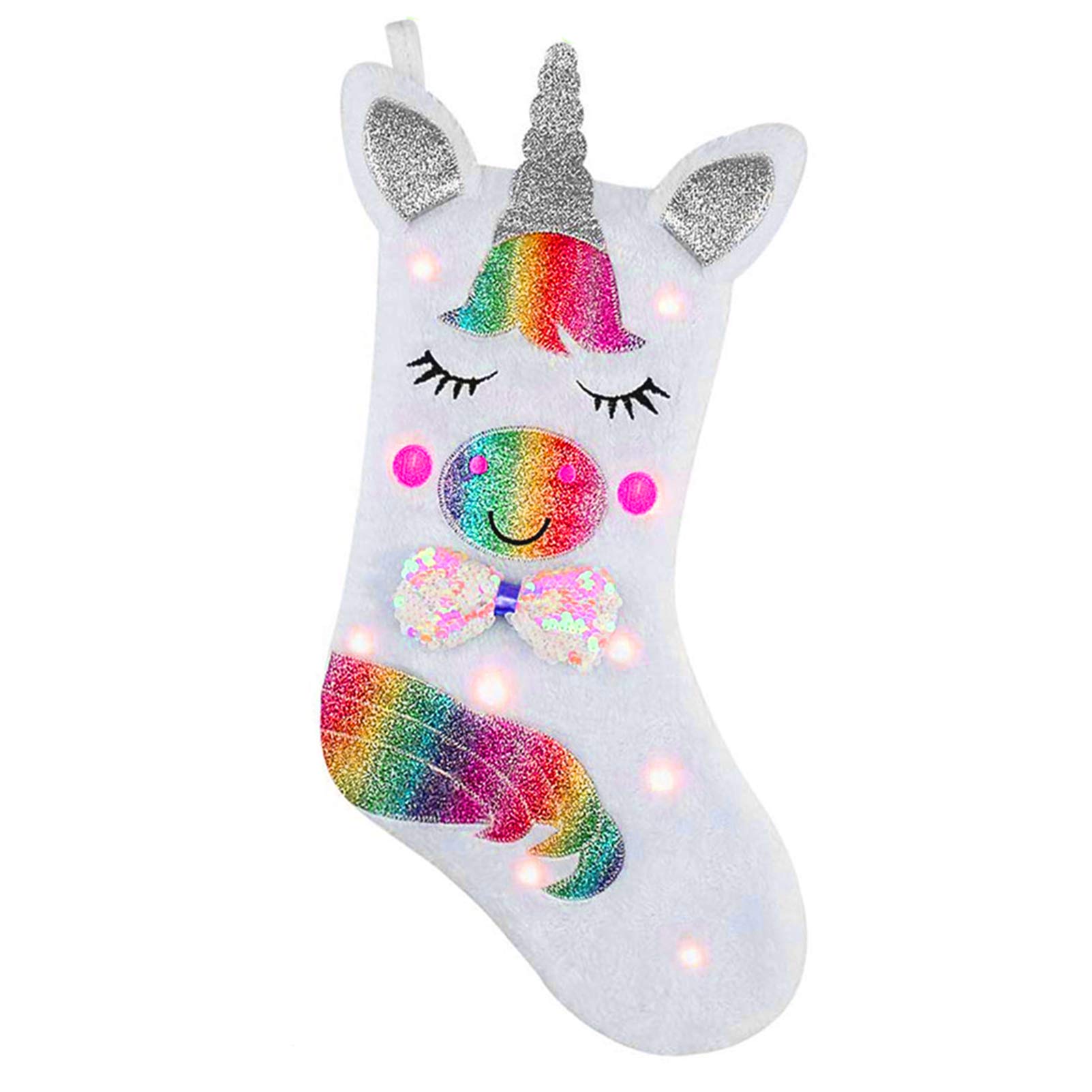 LED Light Sparkly Sequins Christmas Stockings - Festive Holiday Decor for Fireplace, Tree & Home Decoration